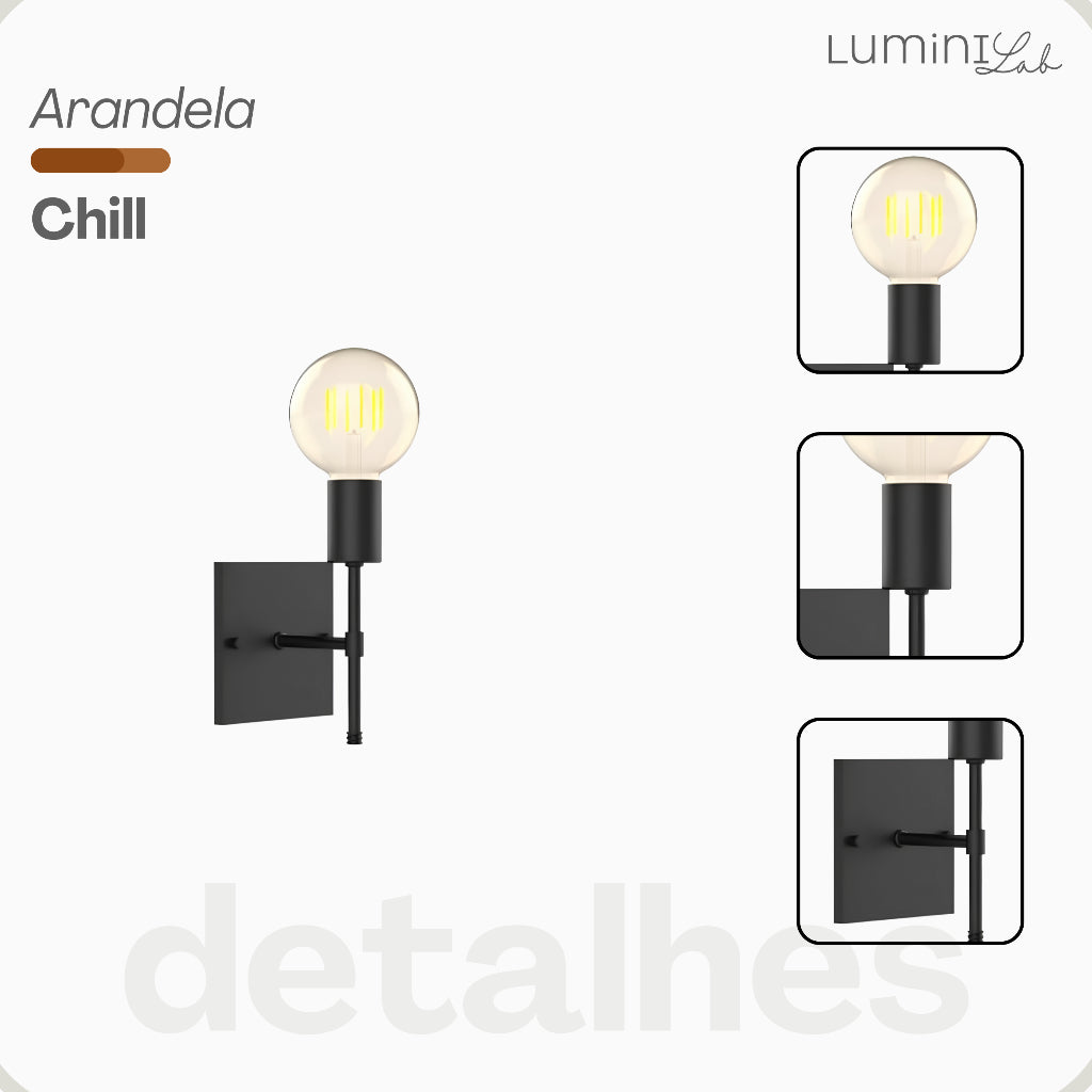 Arandela Chill Aluminio Parede 1 Luz E27 Bivolt Lumini Lab