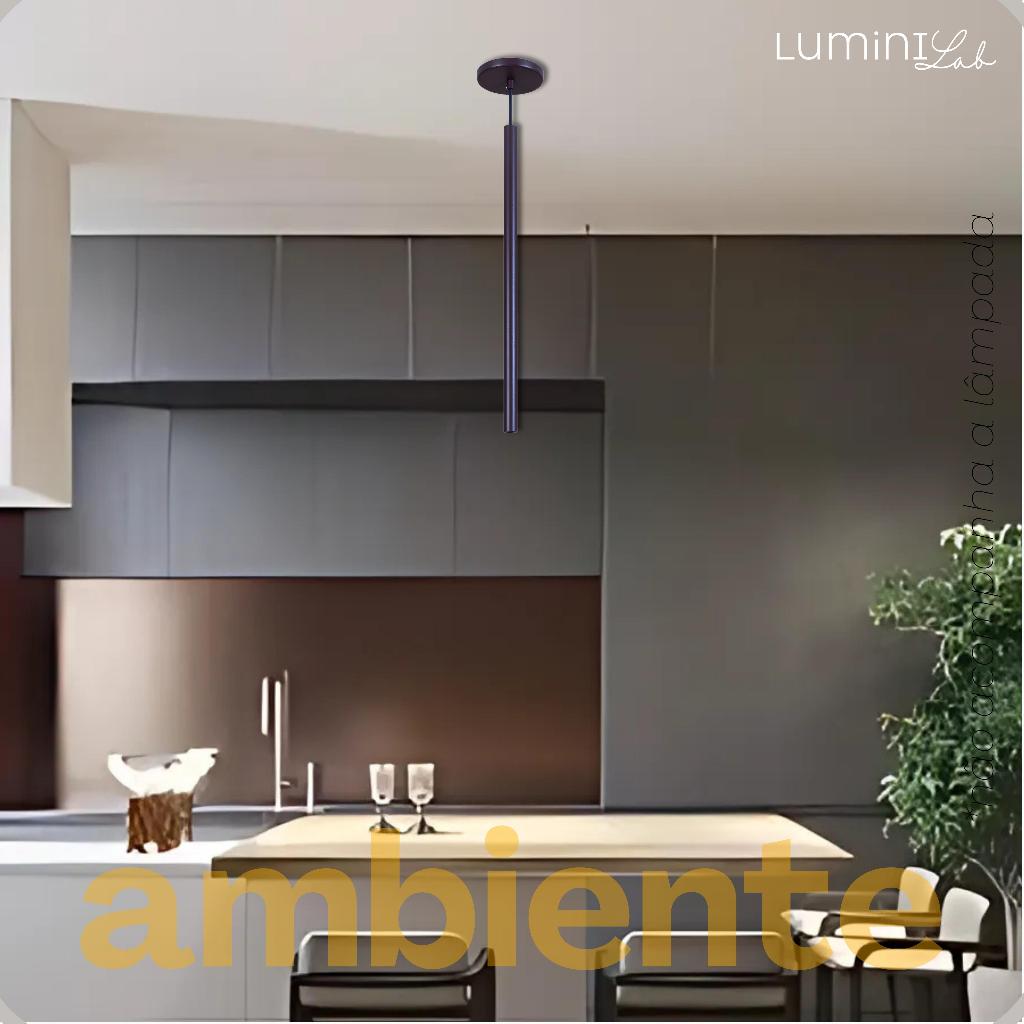 Pendente Tubinho Aluminio Teto Cabo 1 metro 1 Luz GU10 Bivolt Lumini Lab