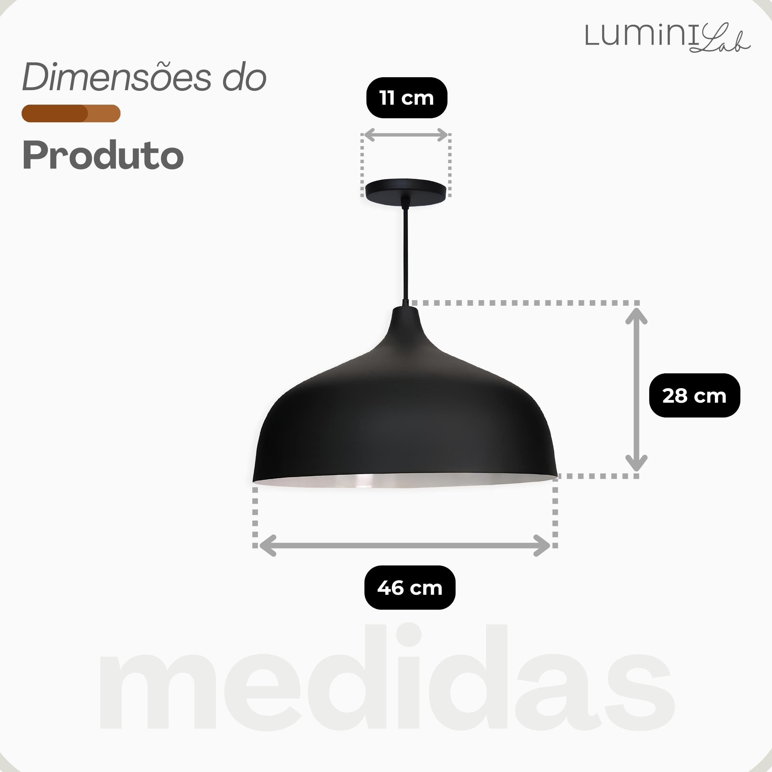 Pendente Aladim Aluminio Teto E27 1 Luz Lumini Lab