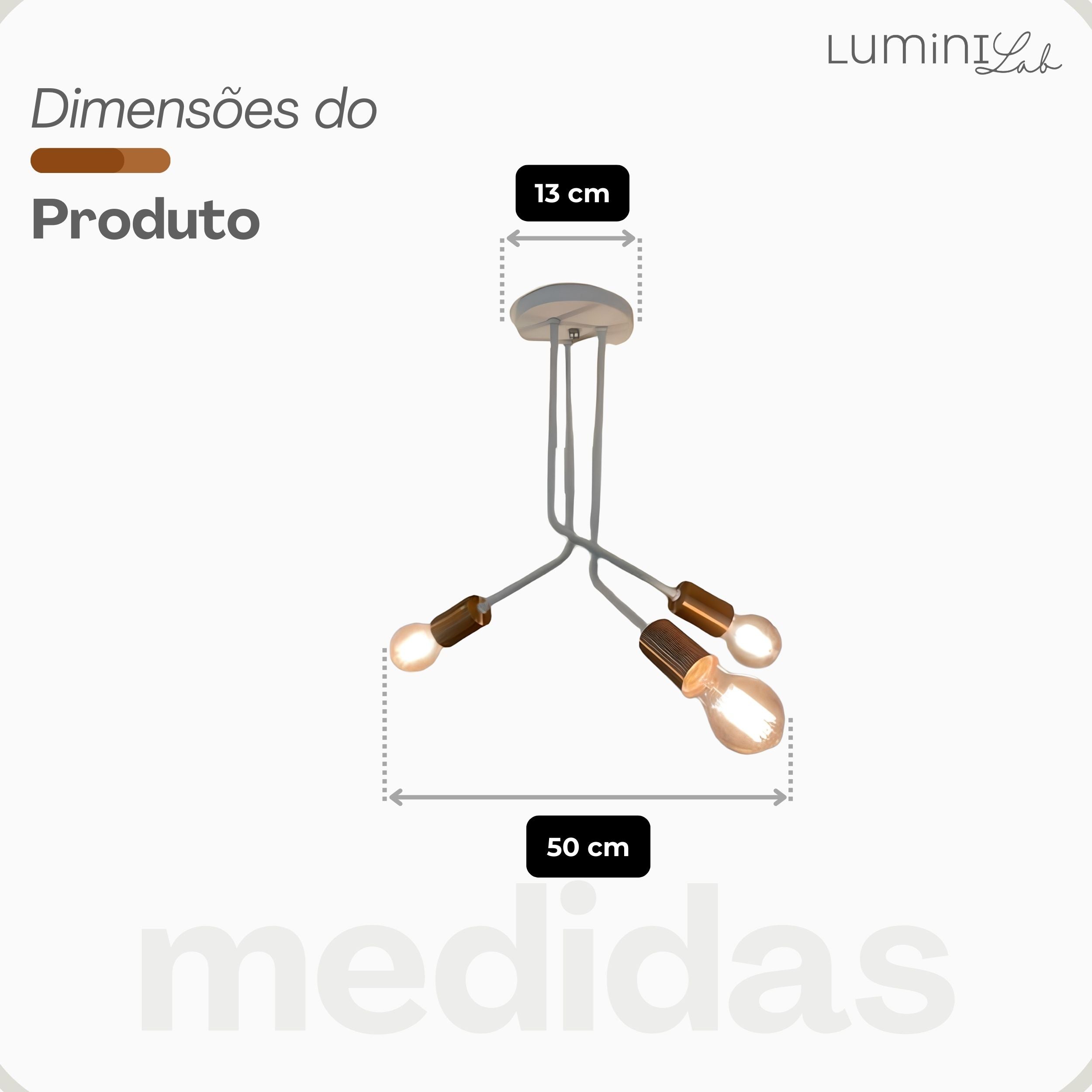 Plafon Lumiviva Aluminio Teto 3 Luzes E27 Bivolt Lumini Lab