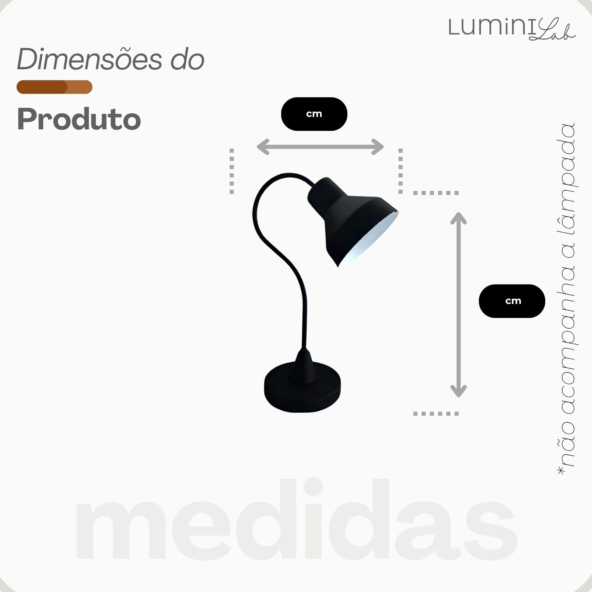 Luminaria de Mesa Viena Aluminio E27 1 Luz Fixa Lumini Lab