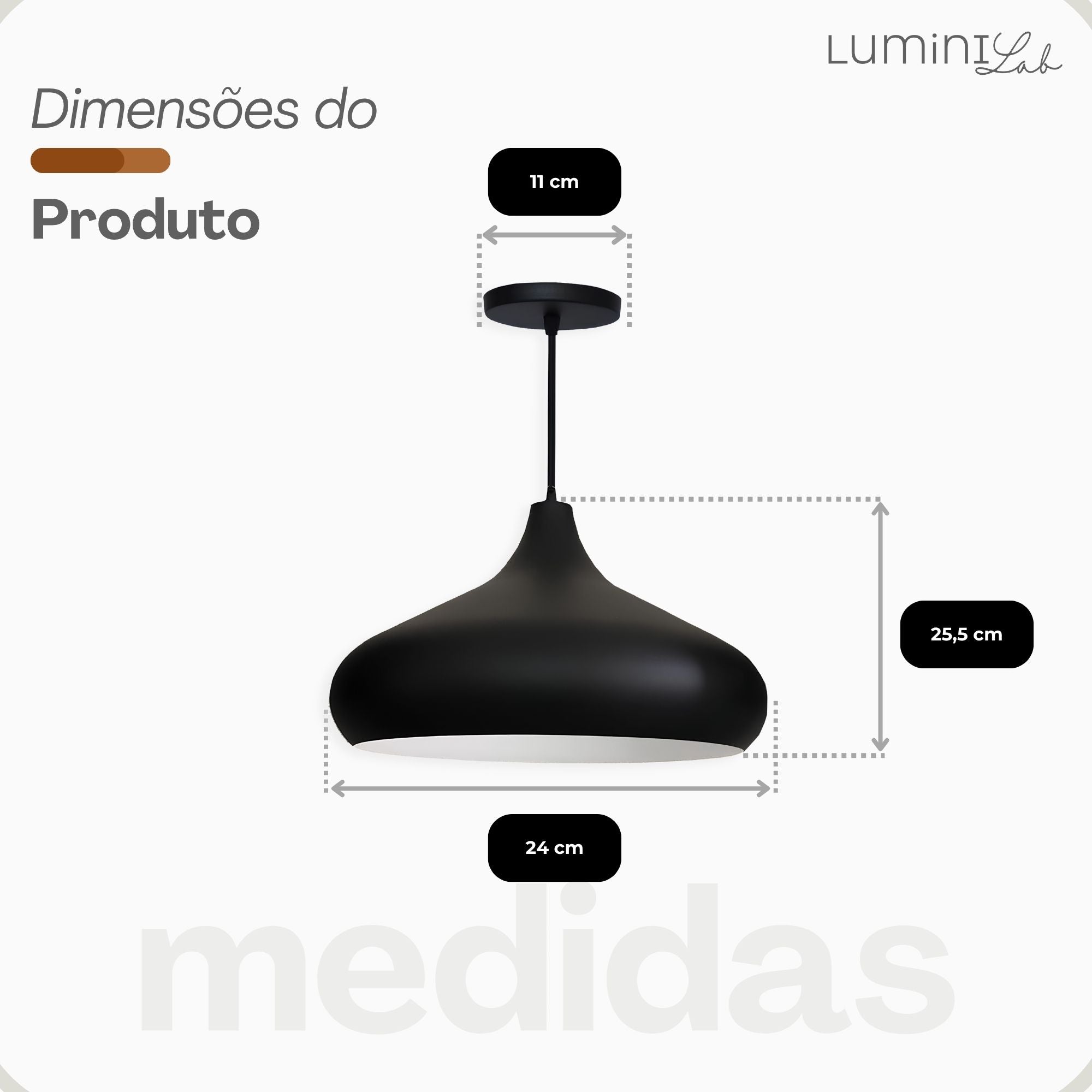 Pendente Gomo Aluminio Teto E27 1 Luz Lumini Lab
