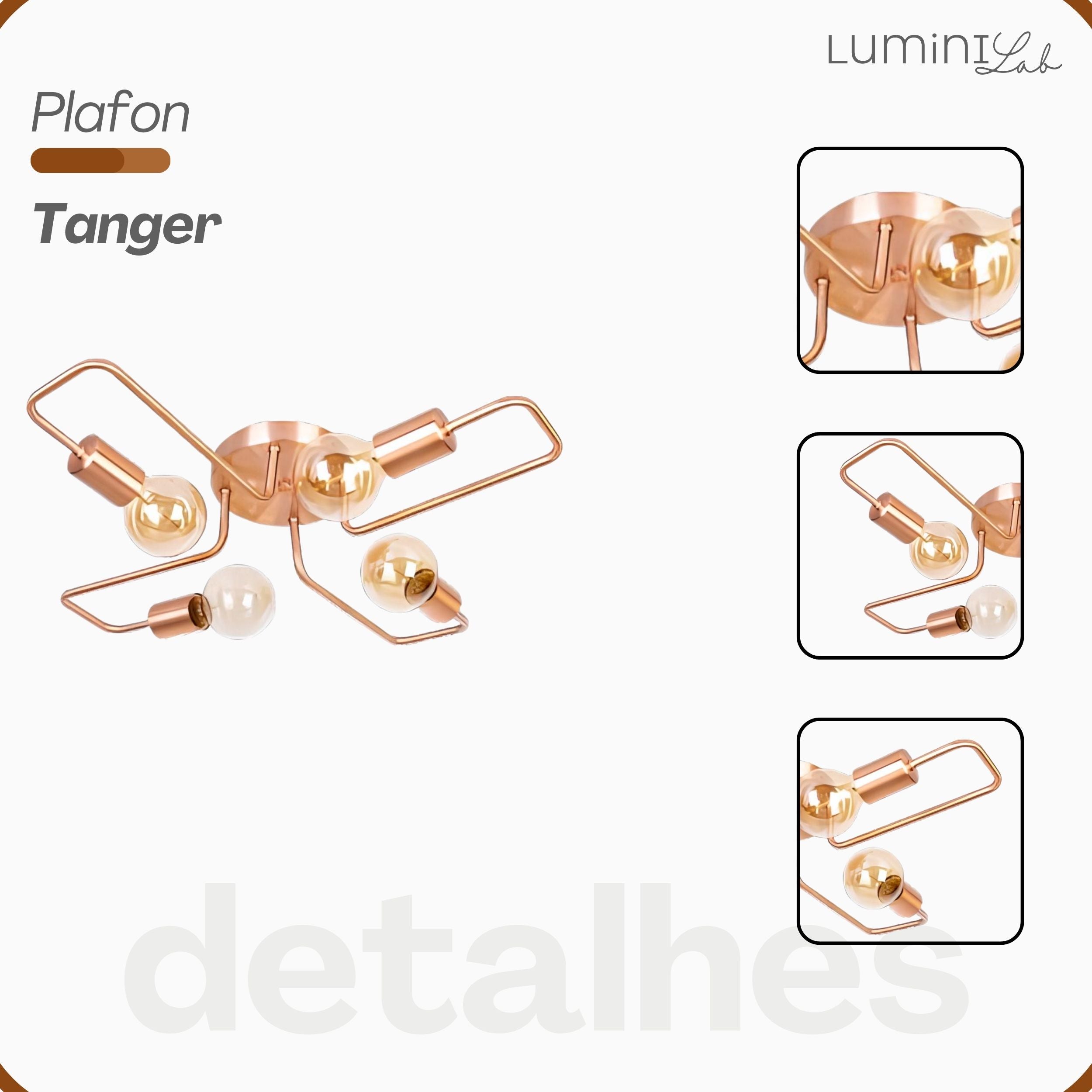 Plafon Tanger Aluminio Teto E27 4 Luzes Lumini Lab