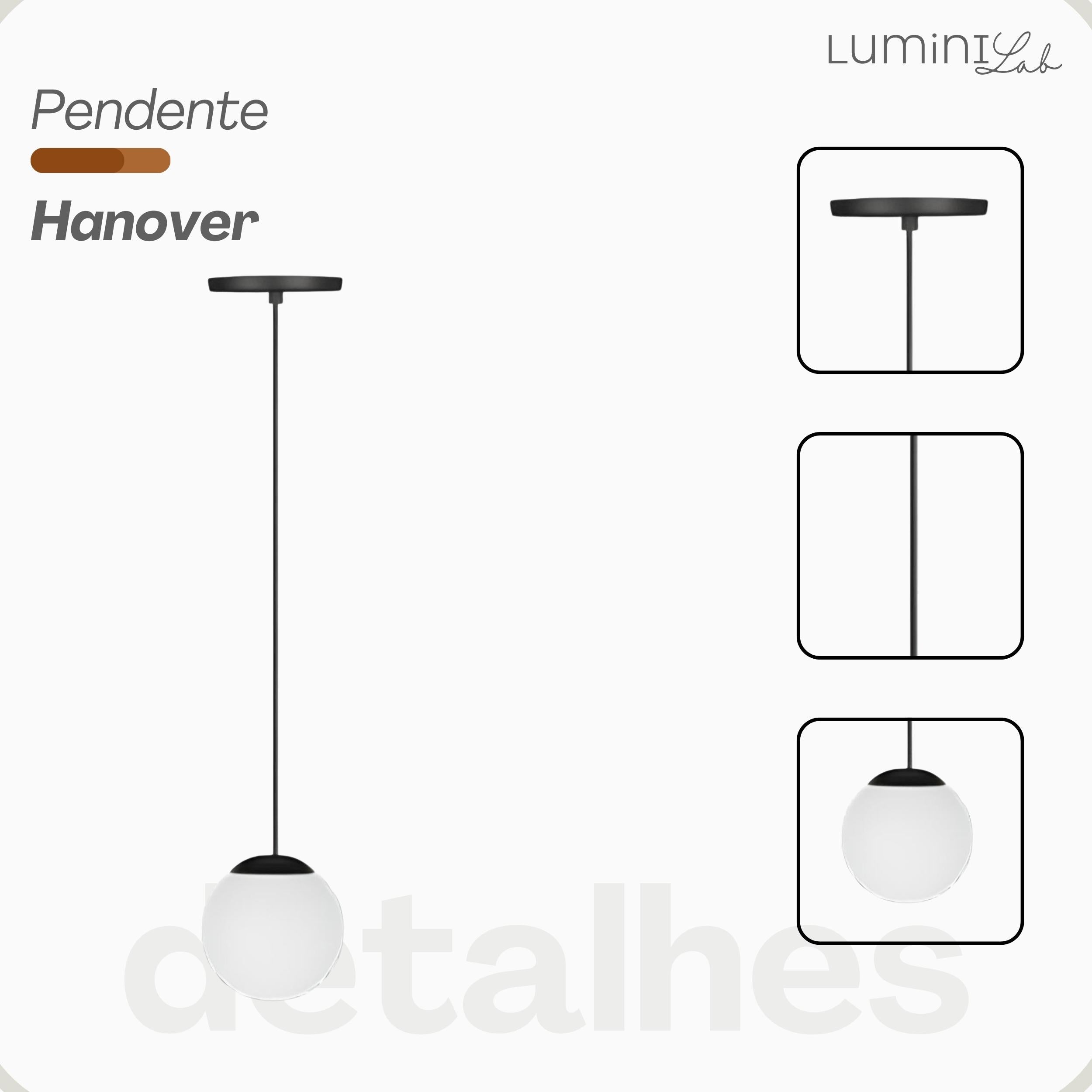 Pendente Hanover Aluminio D15 Teto E27 1 Luz Lumini Lab