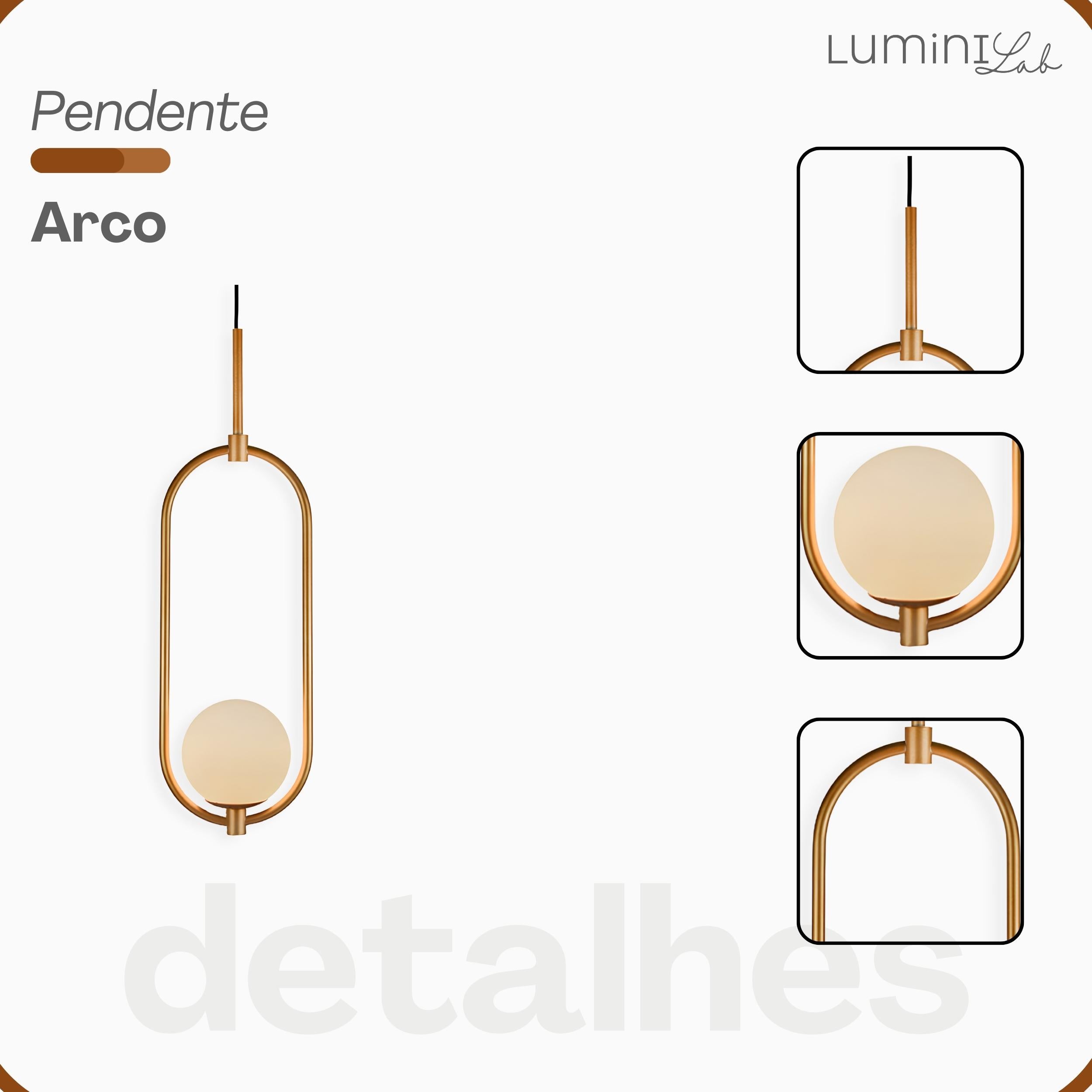 Pendente Arco Aluminio D12 Teto G9 1 Luz Lumini Lab