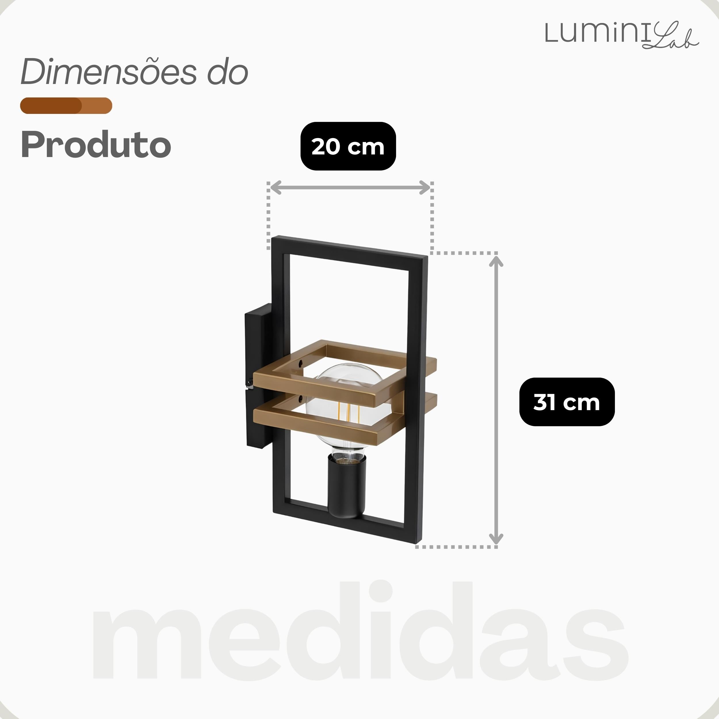 Arandela Moldura Aluminio Parede 1 Luz E27 Bivolt Lumini Lab