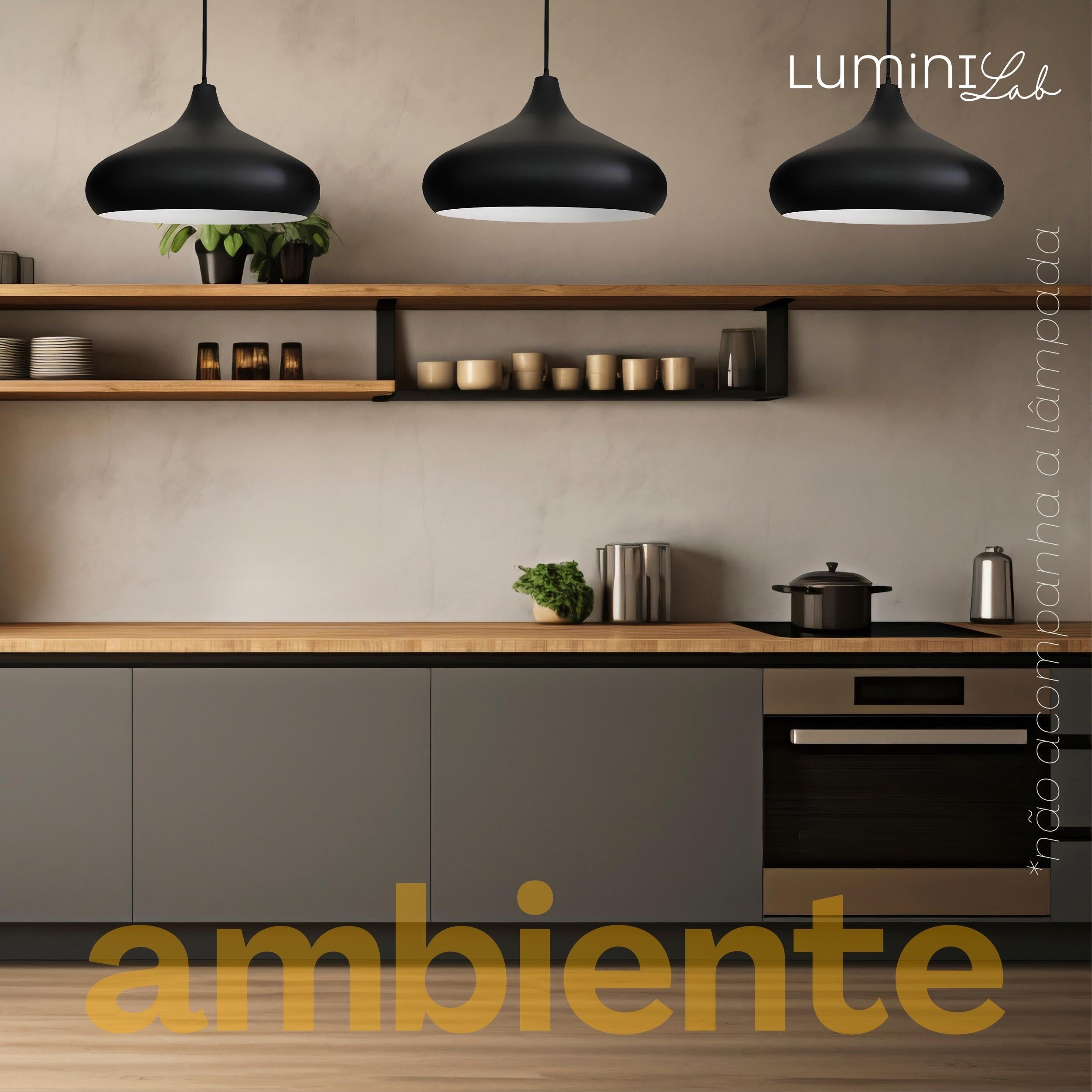 Pendente Gomo Aluminio Teto E27 1 Luz Lumini Lab