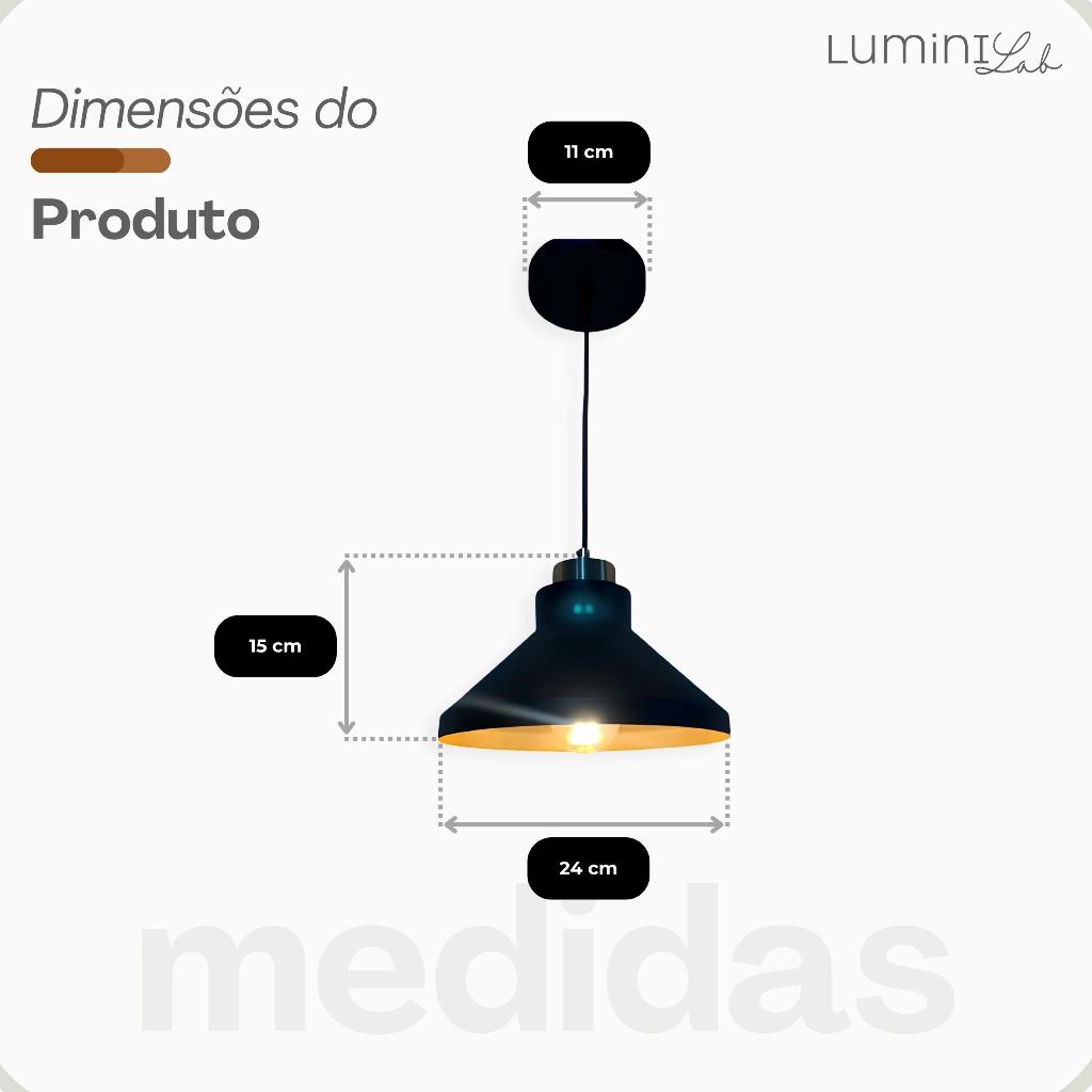 Pendente Aurora Aluminio Teto E27 1 Luz Lumini Lab