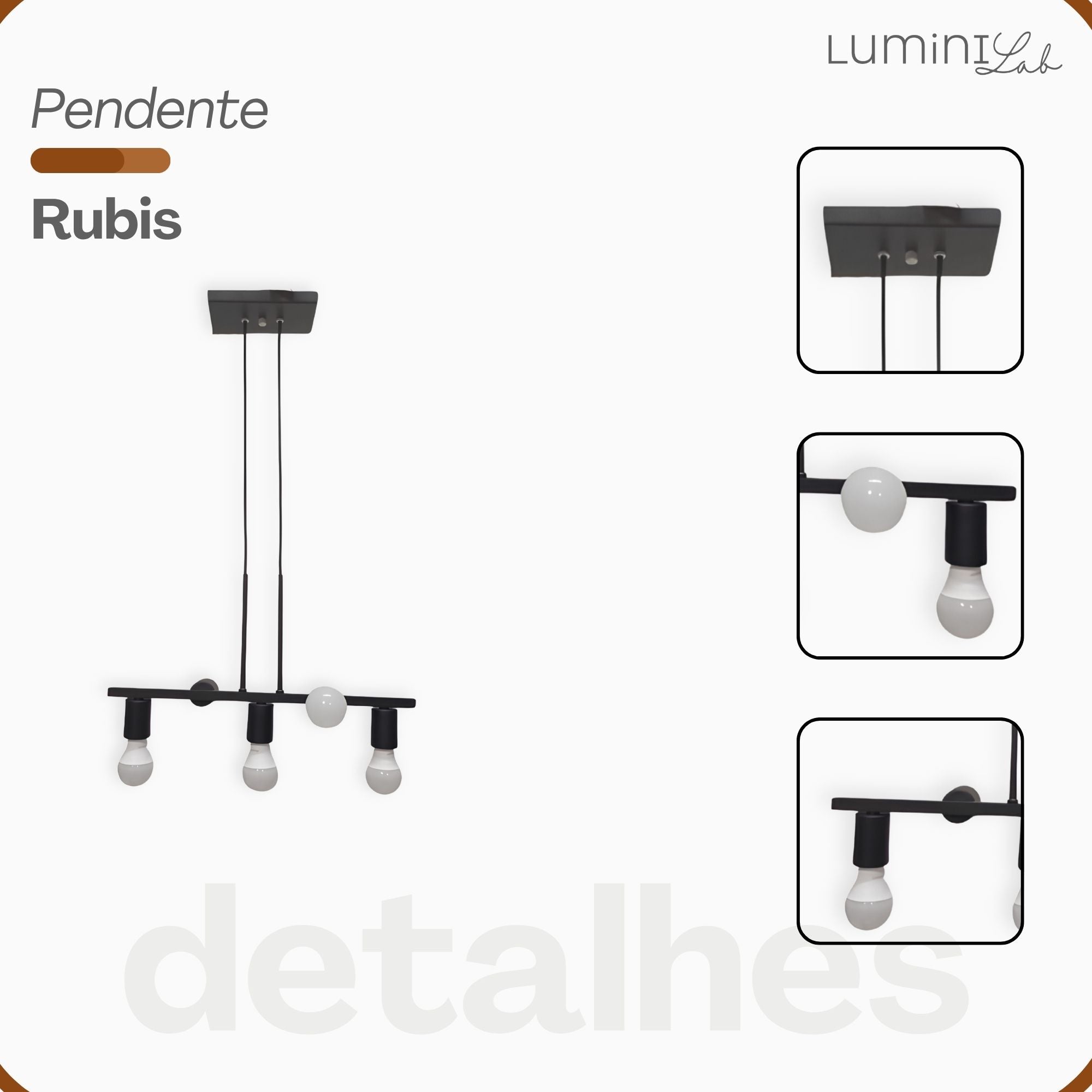 Pendente Rubis Aluminio Teto E27 5 Luzes Lumini Lab