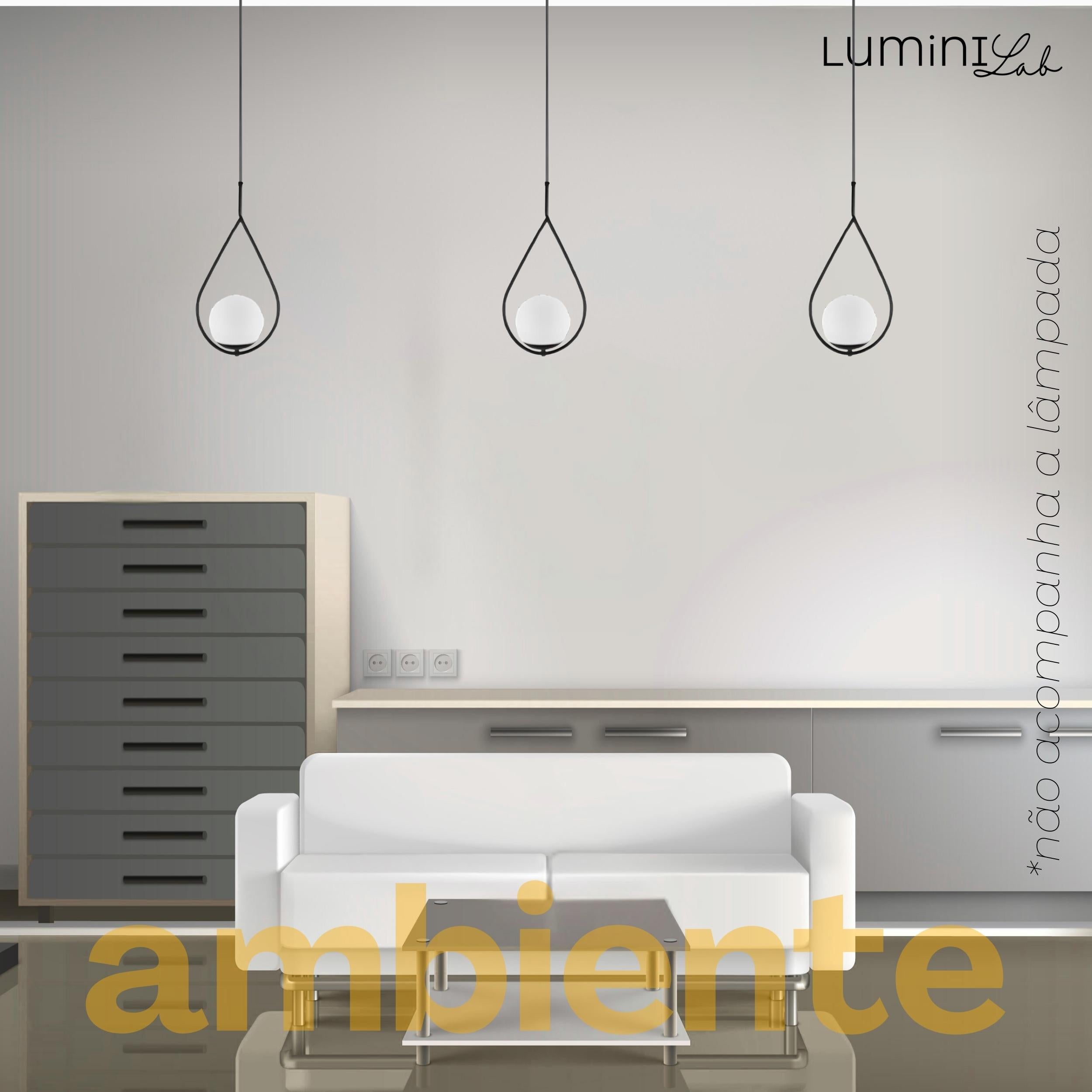 Pendente Bagda Aluminio Teto E27 1 Luz Lumini Lab