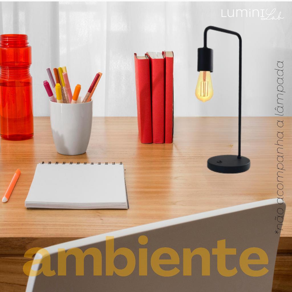 Luminaria de Mesa Vintage Aluminio E27 1 Luz Fixa Lumini Lab