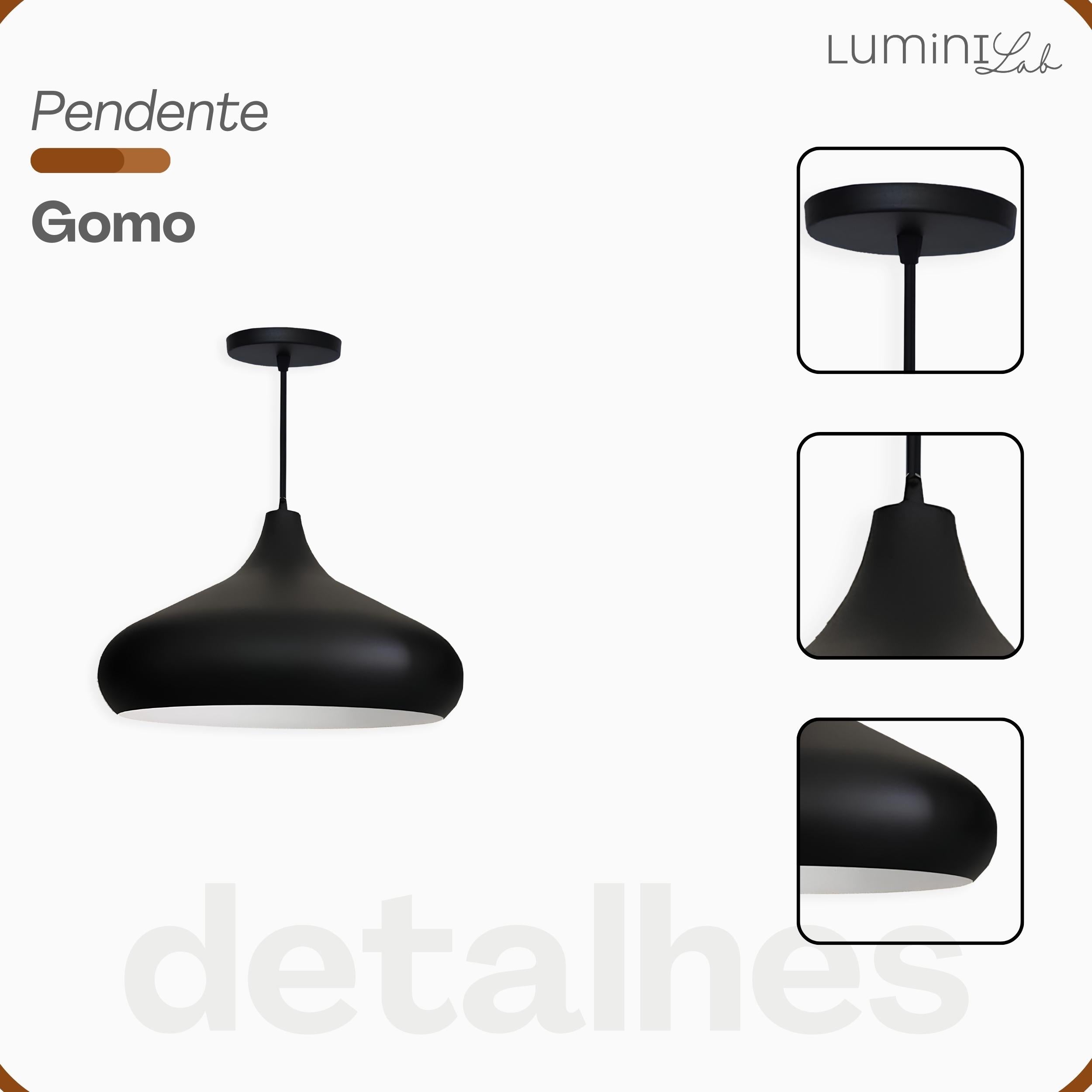 Pendente Gomo Aluminio Teto E27 1 Luz Lumini Lab