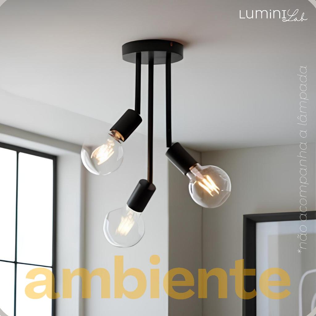 Plafon Koppla Aluminio Teto 3 Luzes E27 Bivolt Lumini Lab