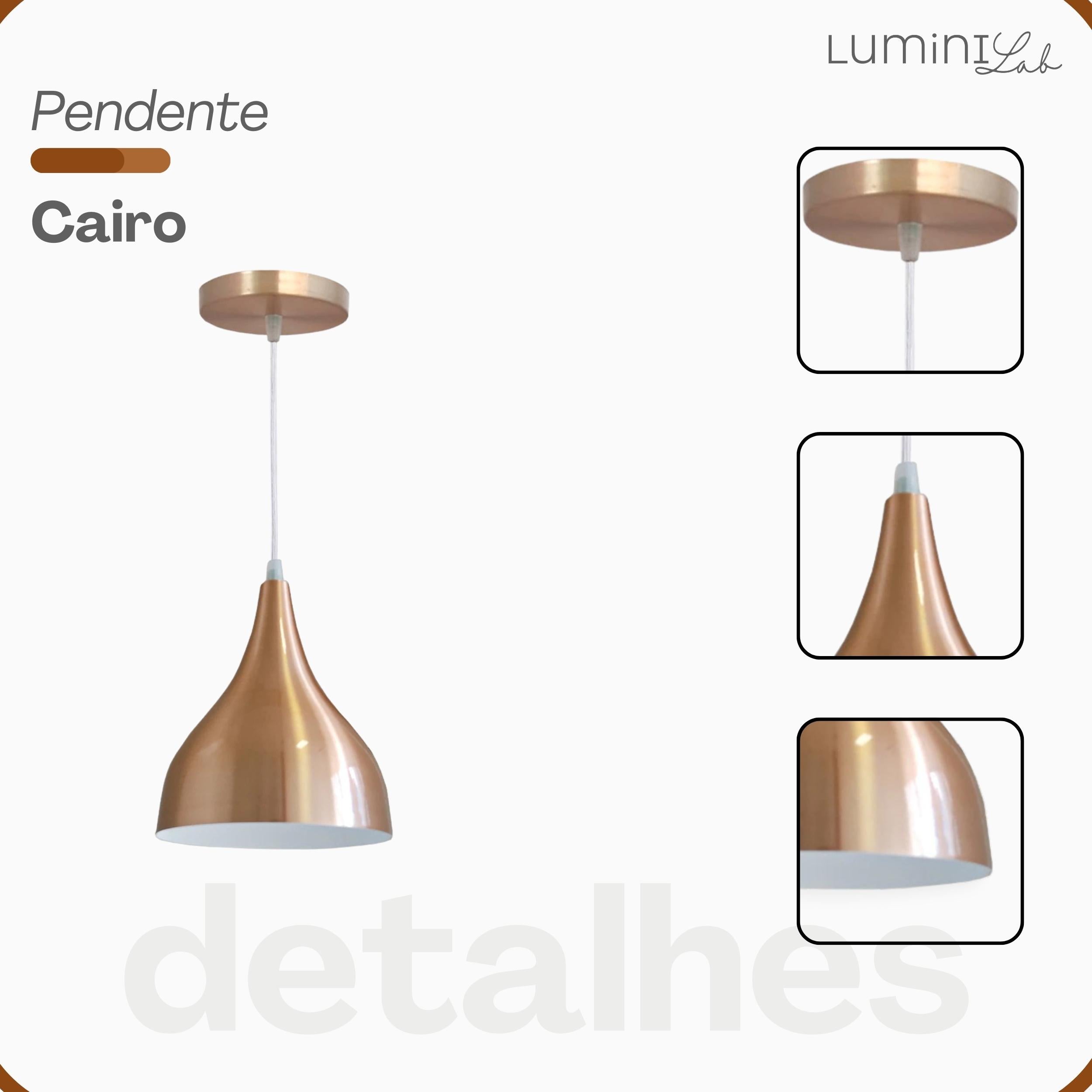 Pendente Cairo Aluminio Teto E27 1 Luz Lumini Lab