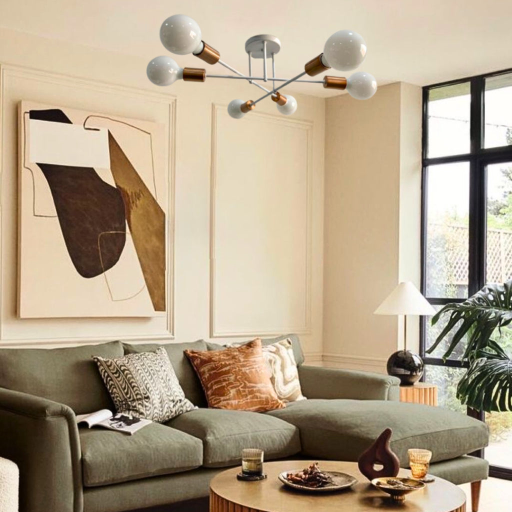 Plafon Premio Aluminio Teto E27 6 Luzes Lumini Lab