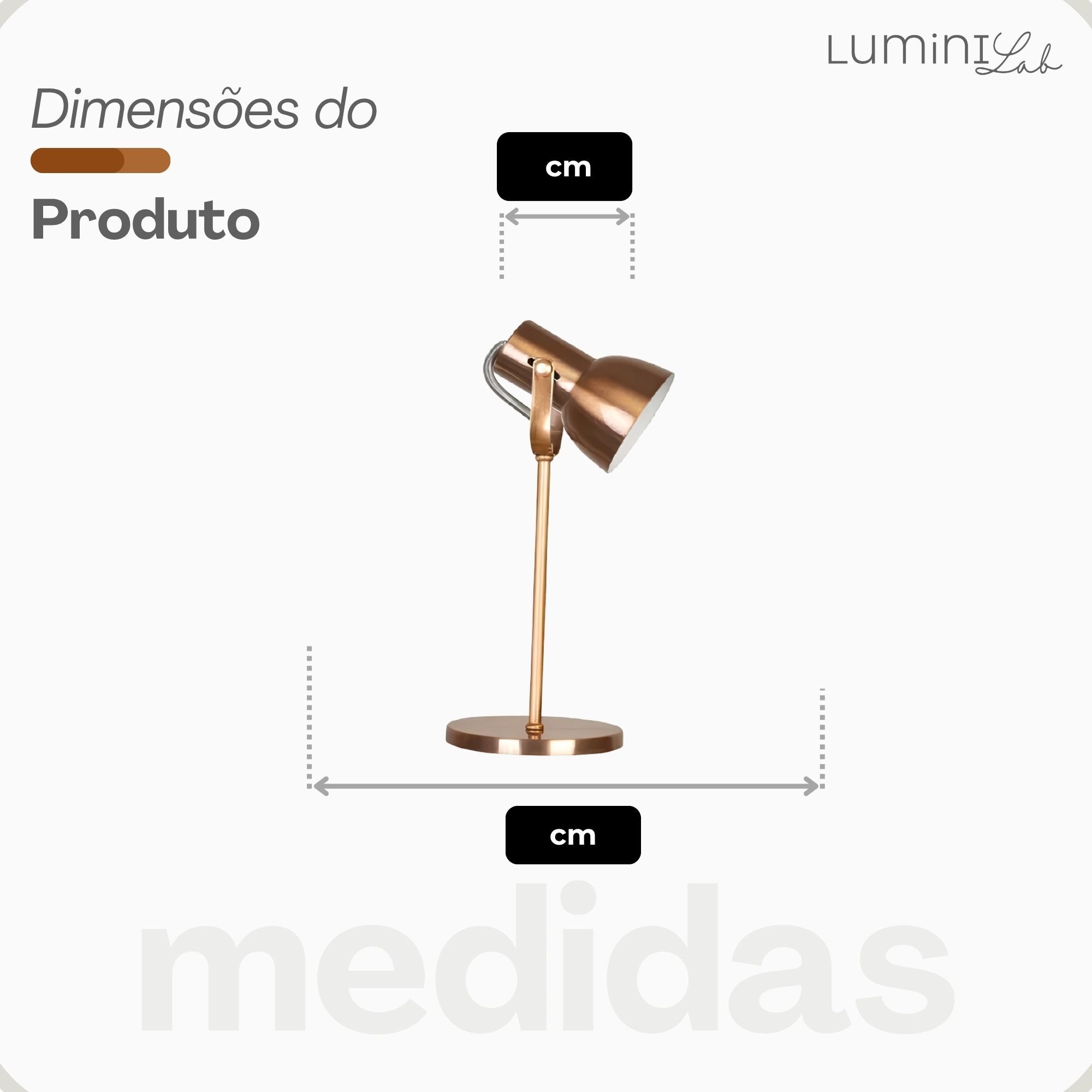 Luminaria de Mesa Cone Aluminio E27 1 Luz Fixa Lumini Lab
