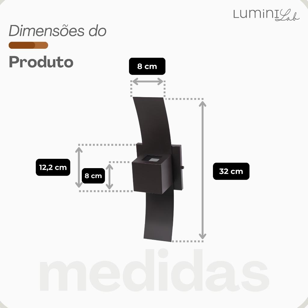 Arandela Box com Aba Aluminio 2 Fachos Parede 1 Luz G9 Bivolt Lumini Lab