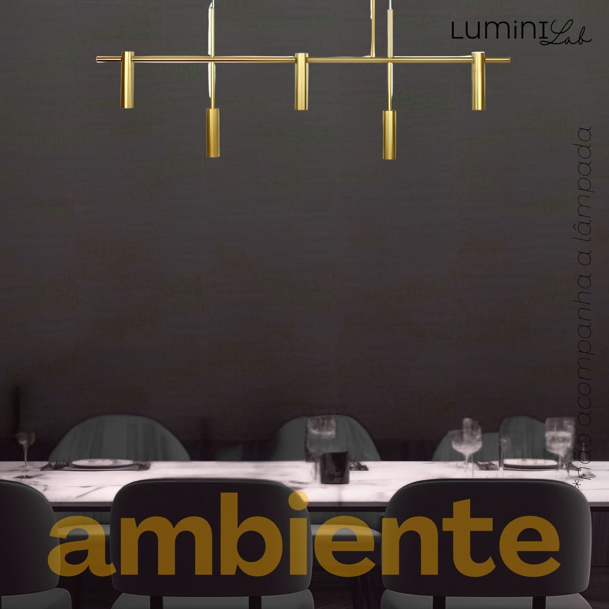 Pendente Lux Aluminio Teto GU10 5 Luzes Lumini Lab