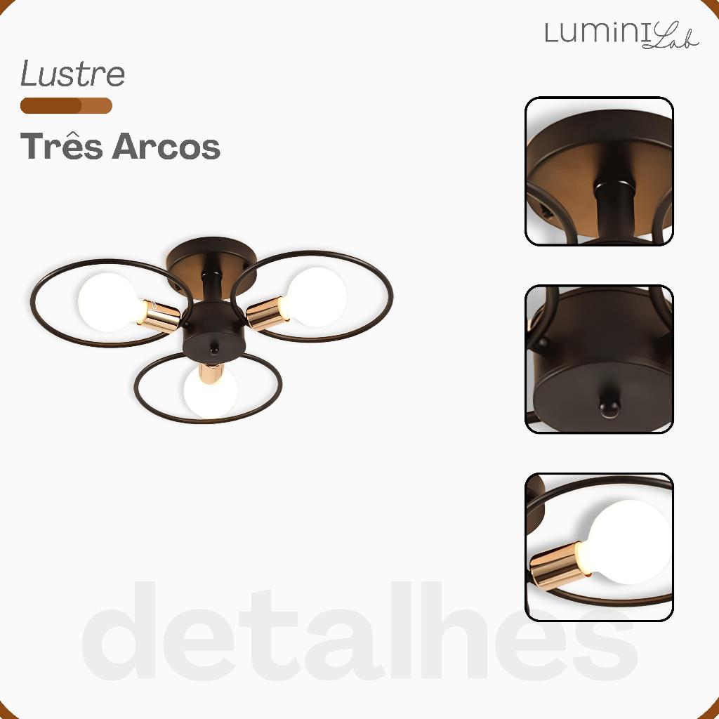Plafon Tres Arcos Aluminio Teto E27 3 Luzes Lumini Lab