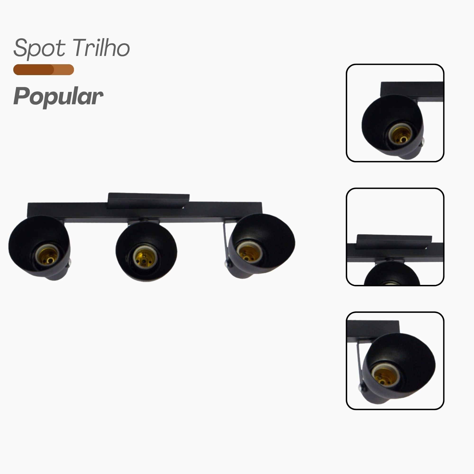 Spot Trilho Popular Aluminio Teto 3 Luzes E27 Bivolt Lumini Lab