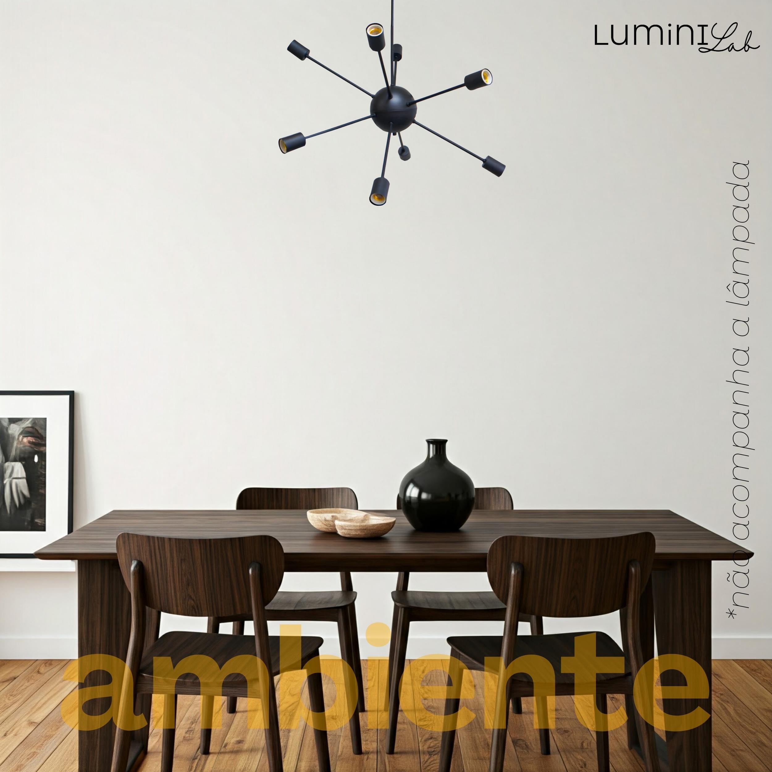 Pendente Sputnik Aluminio 8 Luzes E27 Lumini Lab