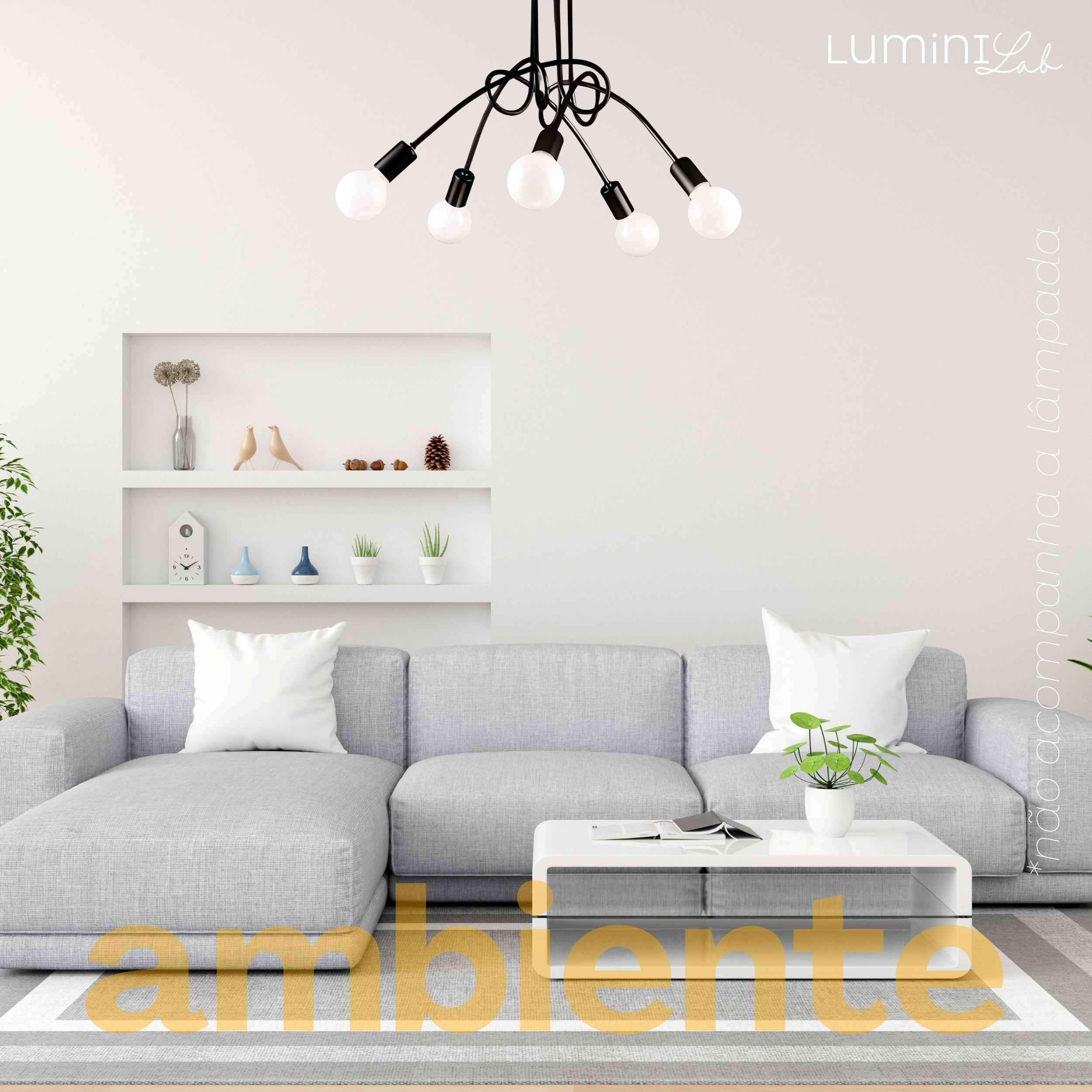 Plafon Laço Aluminio Teto E27 5 Luzes Lumini Lab