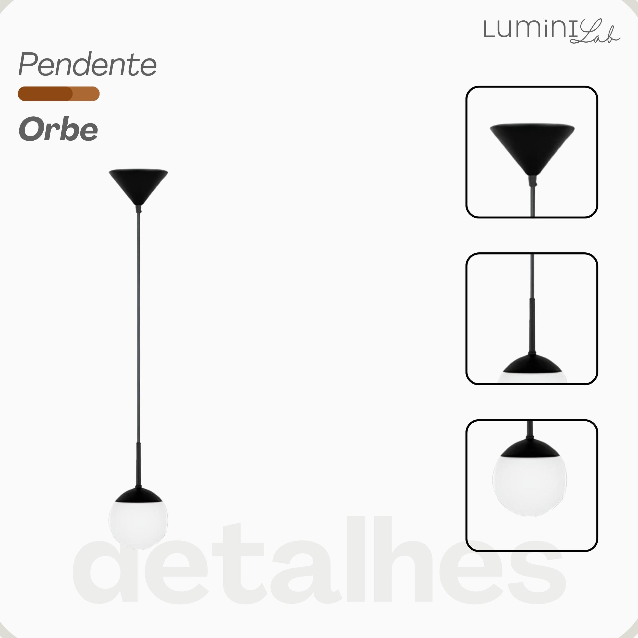 Pendente Orbe Aluminio D12 Teto G9 1 Luz Lumini Lab