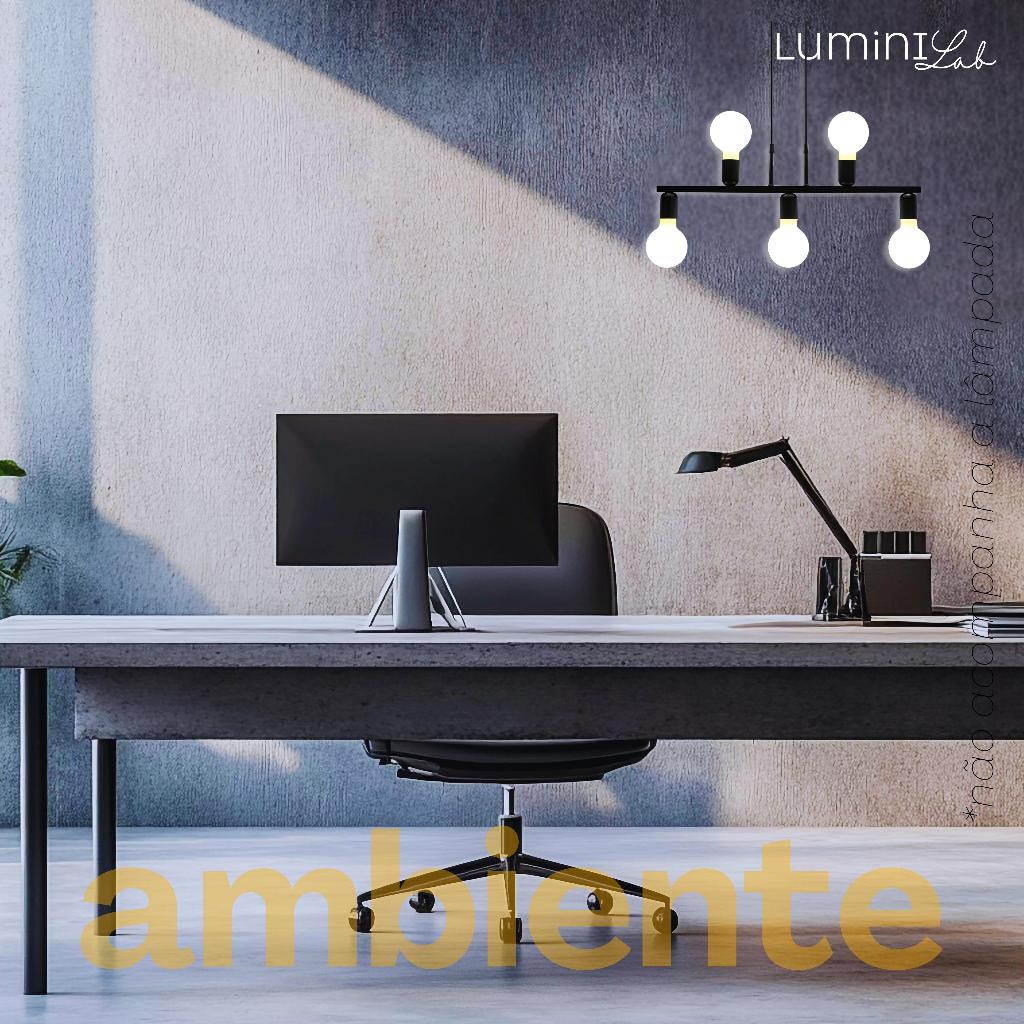 Pendente Tugson Aluminio Teto Cabo 1 metro 5 Luzes E27 Bivolt Lumini Lab