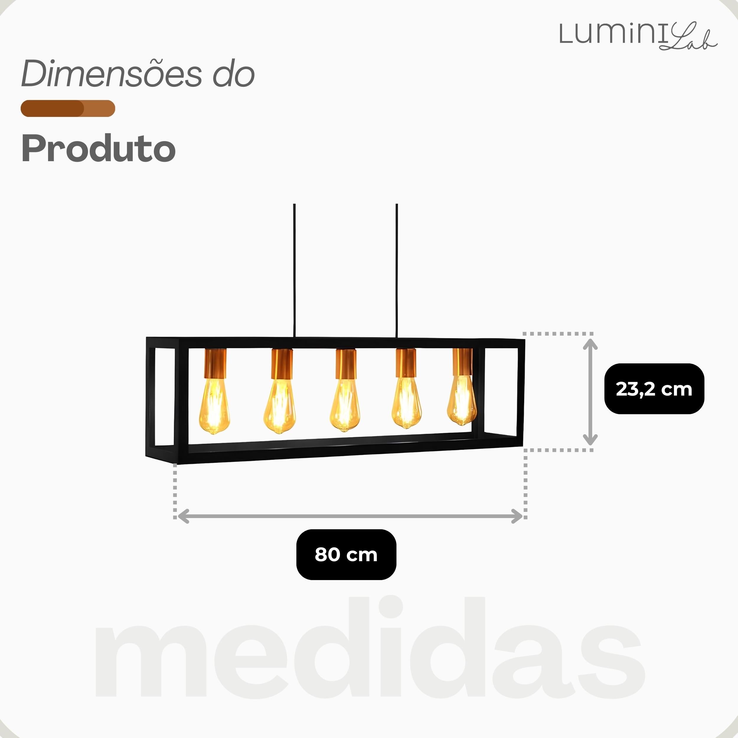 Pendente Dantas Aluminio Teto E27 5 Luzes Lumini Lab