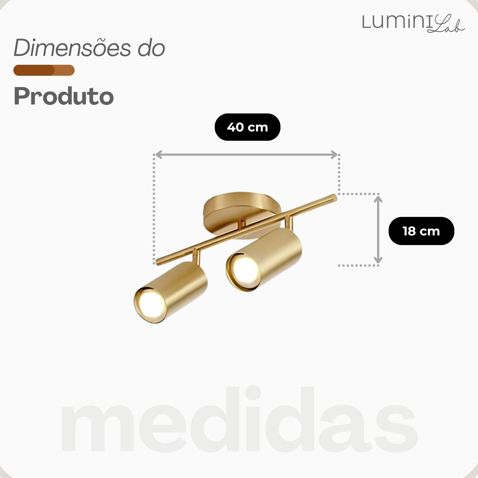 Spot Trilho Industrial Aluminio Teto 2 Luzes GU10 Bivolt Lumini Lab