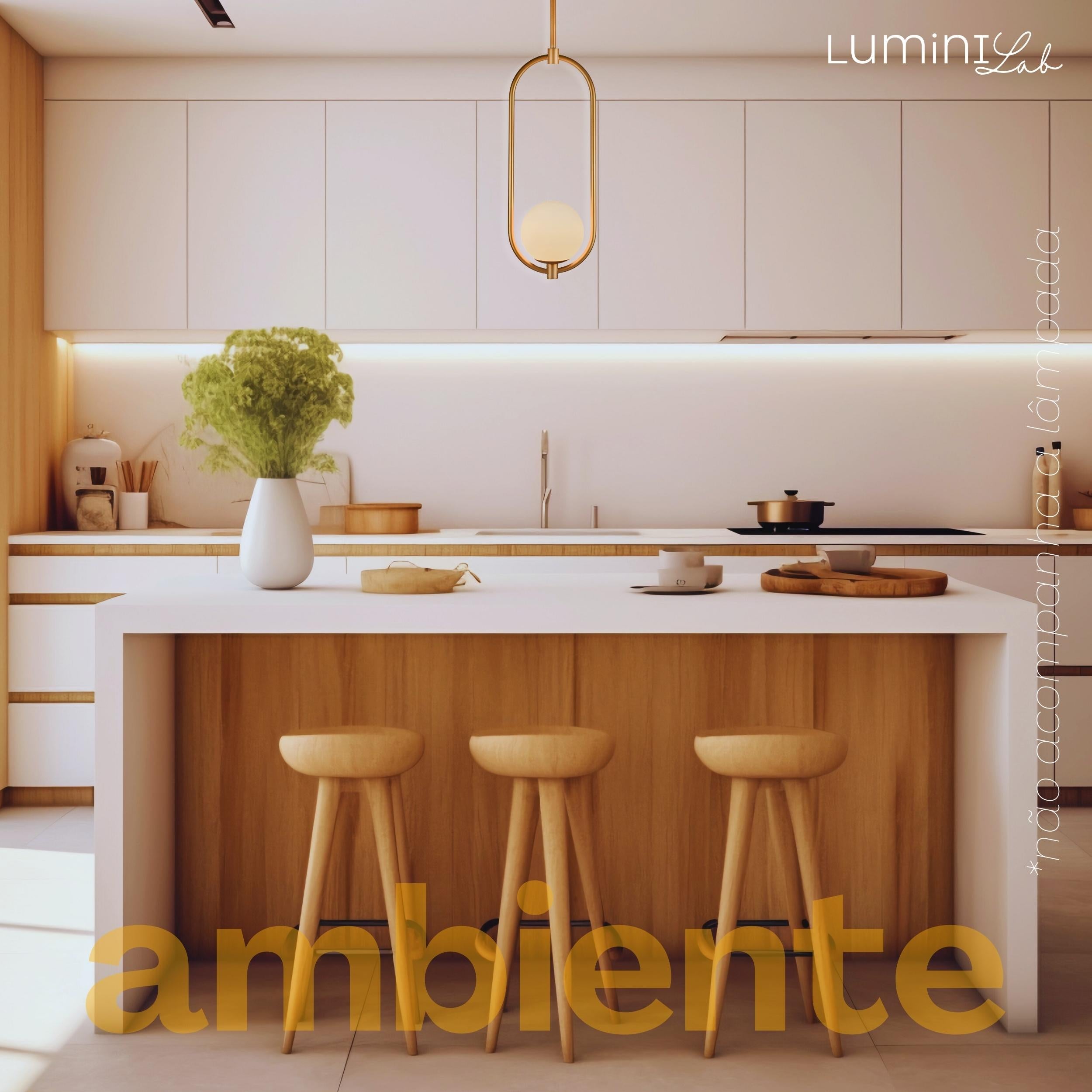 Pendente Arco Aluminio D12 Teto G9 1 Luz Lumini Lab