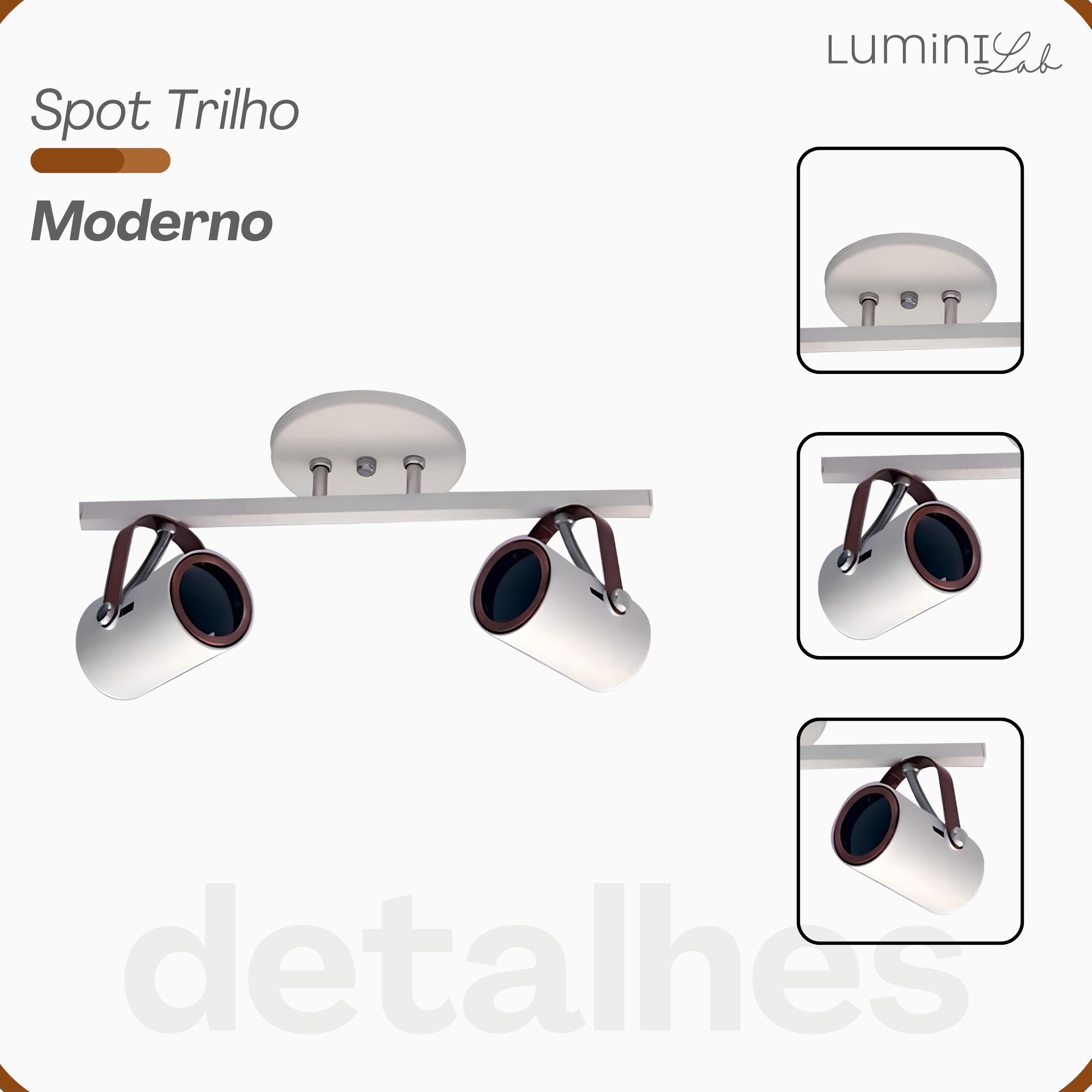 Spot Trilho Moderno Aluminio Teto GU10 2 Luzes Lumini Lab