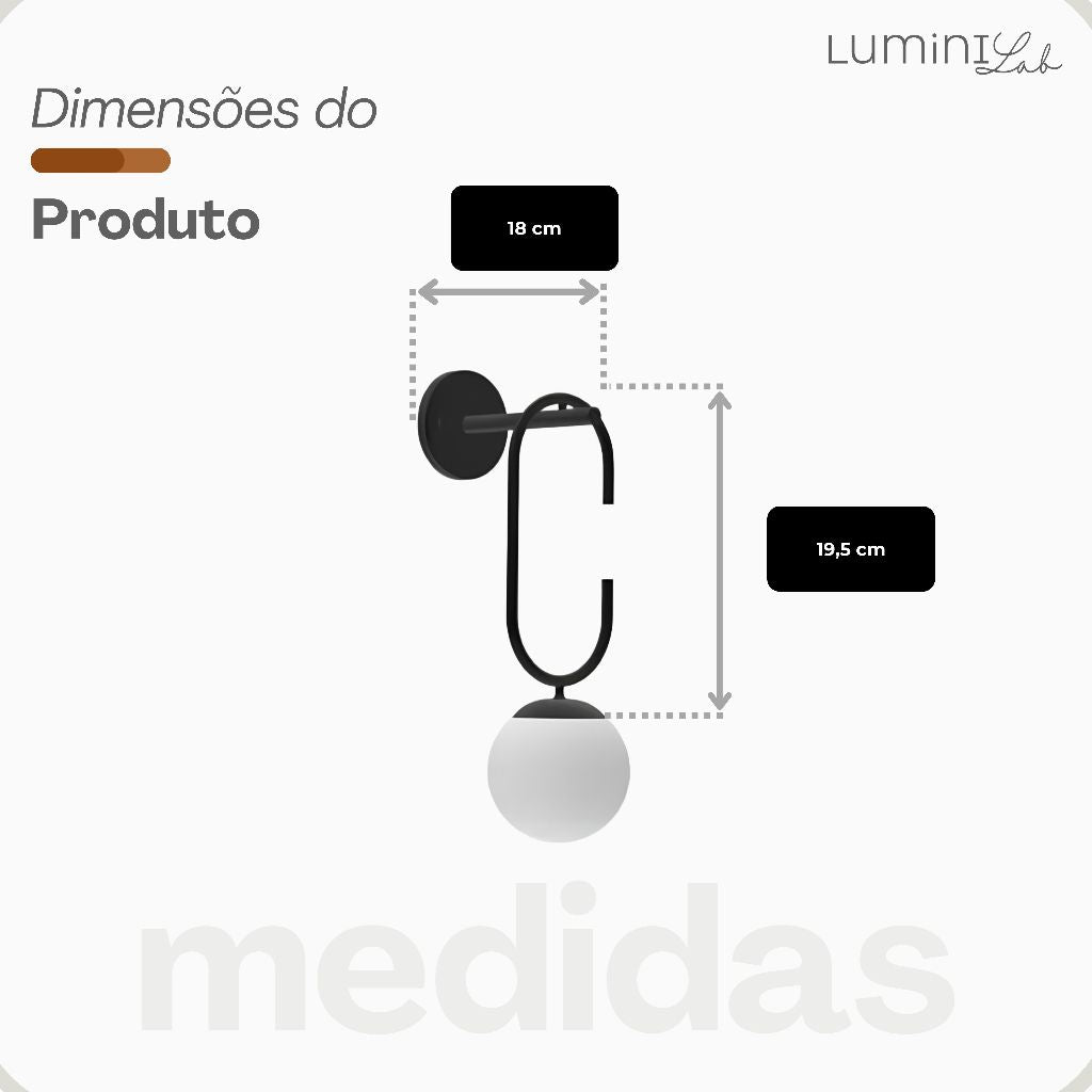 Arandela Earring Aluminio Parede 1 Luz G9 D12 Bivolt Lumini Lab