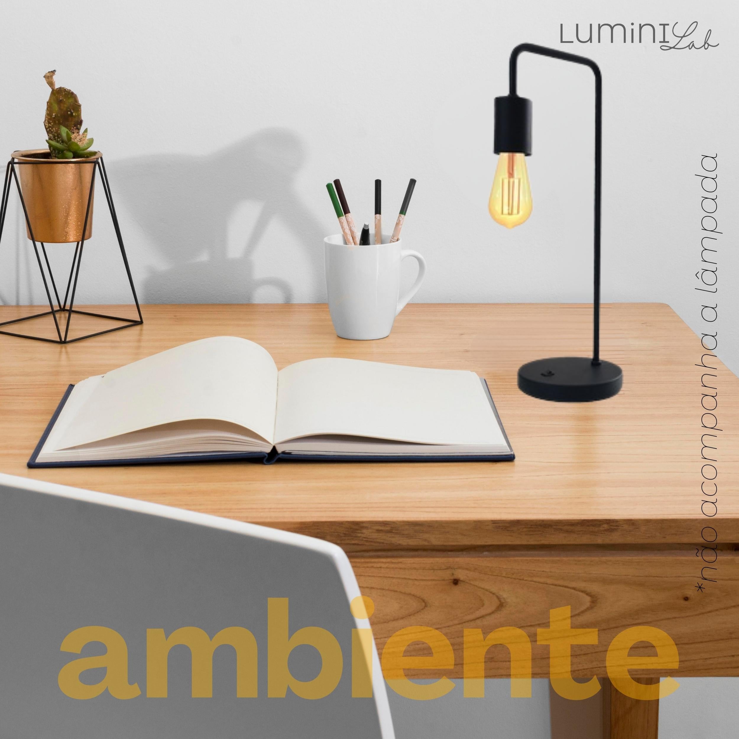Luminaria de Mesa Vintage Aluminio E27 1 Luz Fixa Lumini Lab