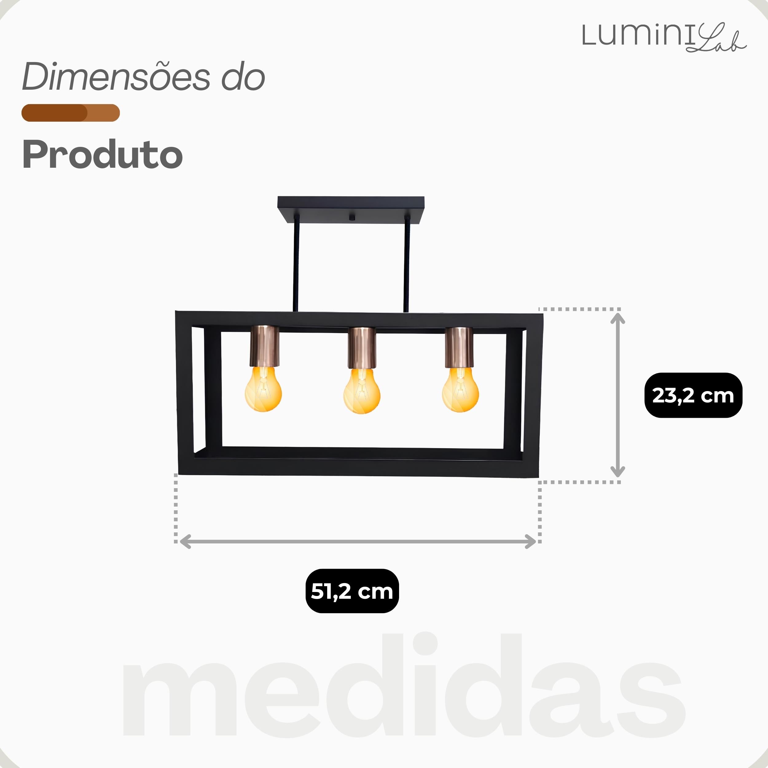 Pendente Dantas Aluminio Teto E27 3 Luzes Lumini Lab