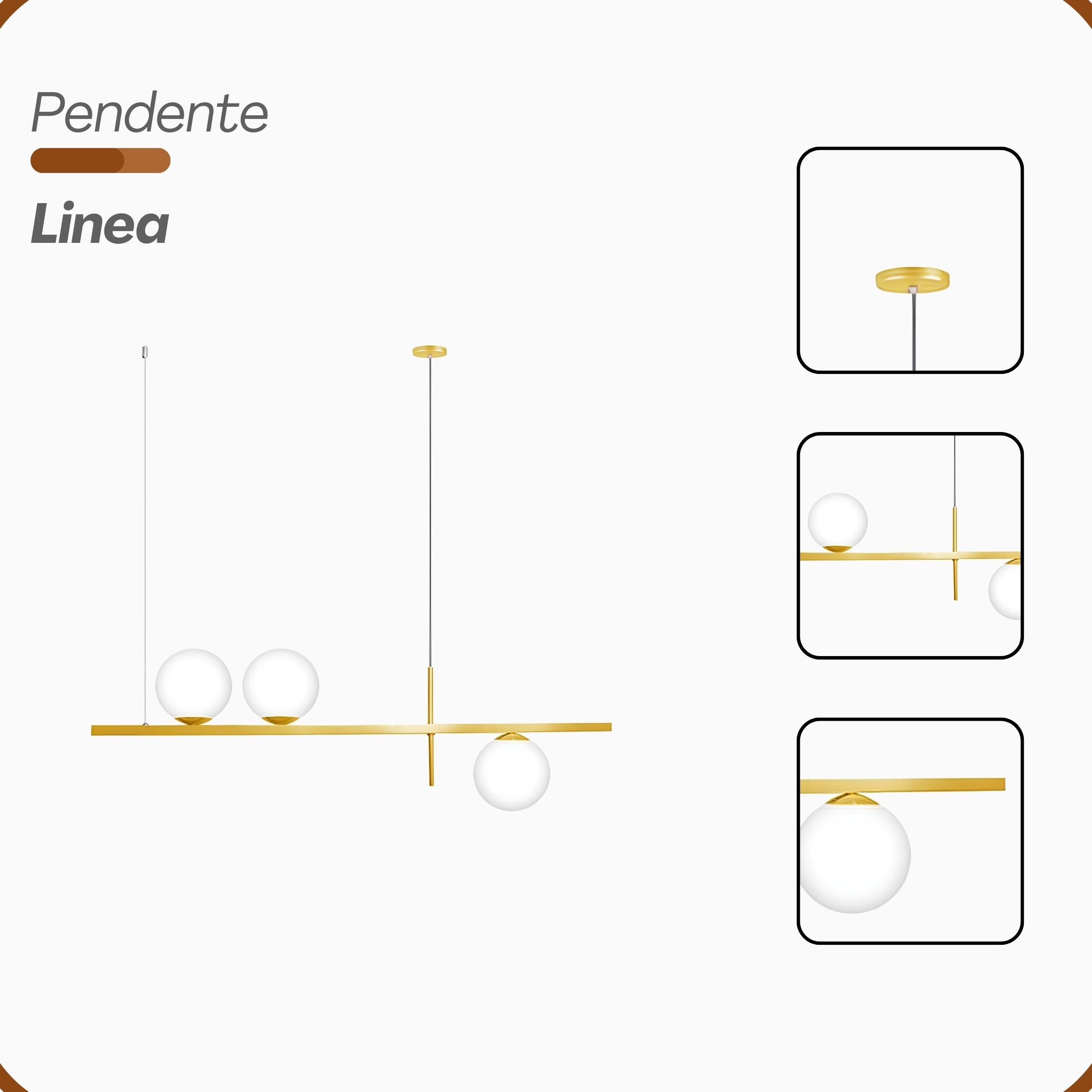 Pendente Linea Aluminio Teto Cabo 1 metro 3 Luzes G9 D12 Bivolt Lumini Lab