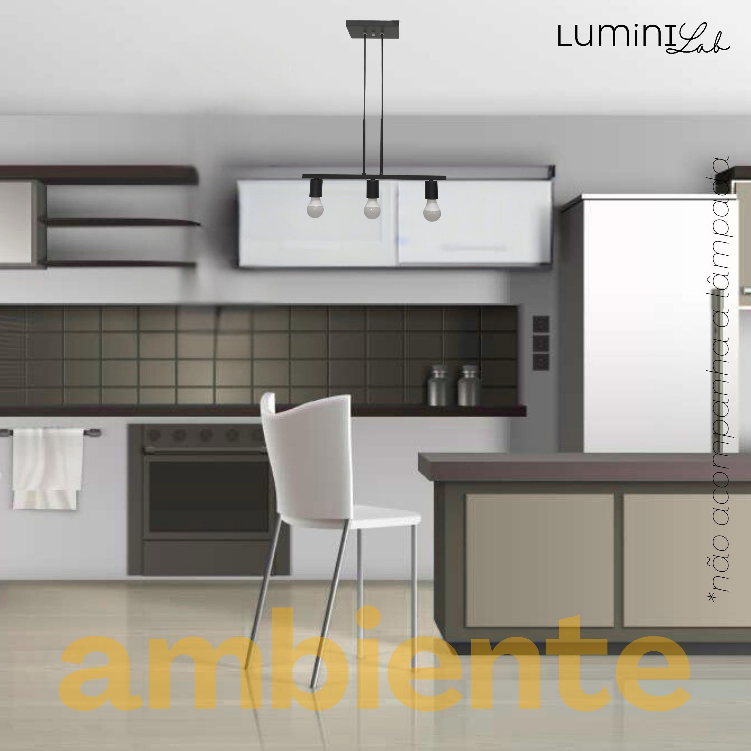Pendente Rubis Aluminio Teto E27 3 Luzes Lumini Lab