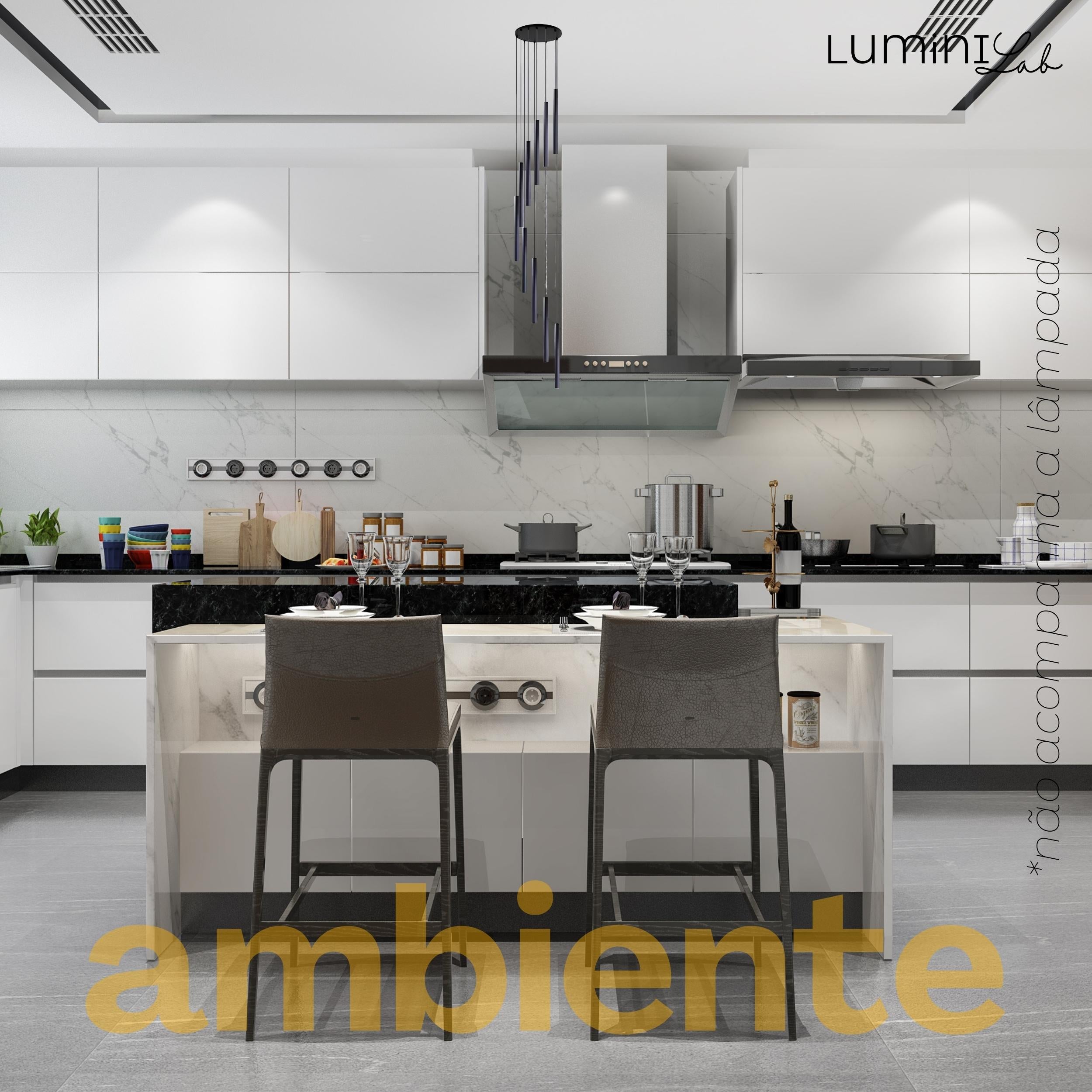 Pendente Arcana Aluminio Teto Cabo 1 metro 10 Luzes GU10 Bivolt Lumini Lab