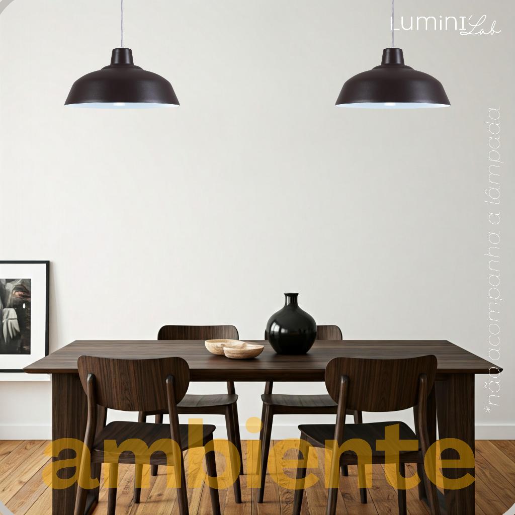 Pendente Retro Aluminio Teto Cabo 1 metro 1 Luz E27 Bivolt Lumini Lab