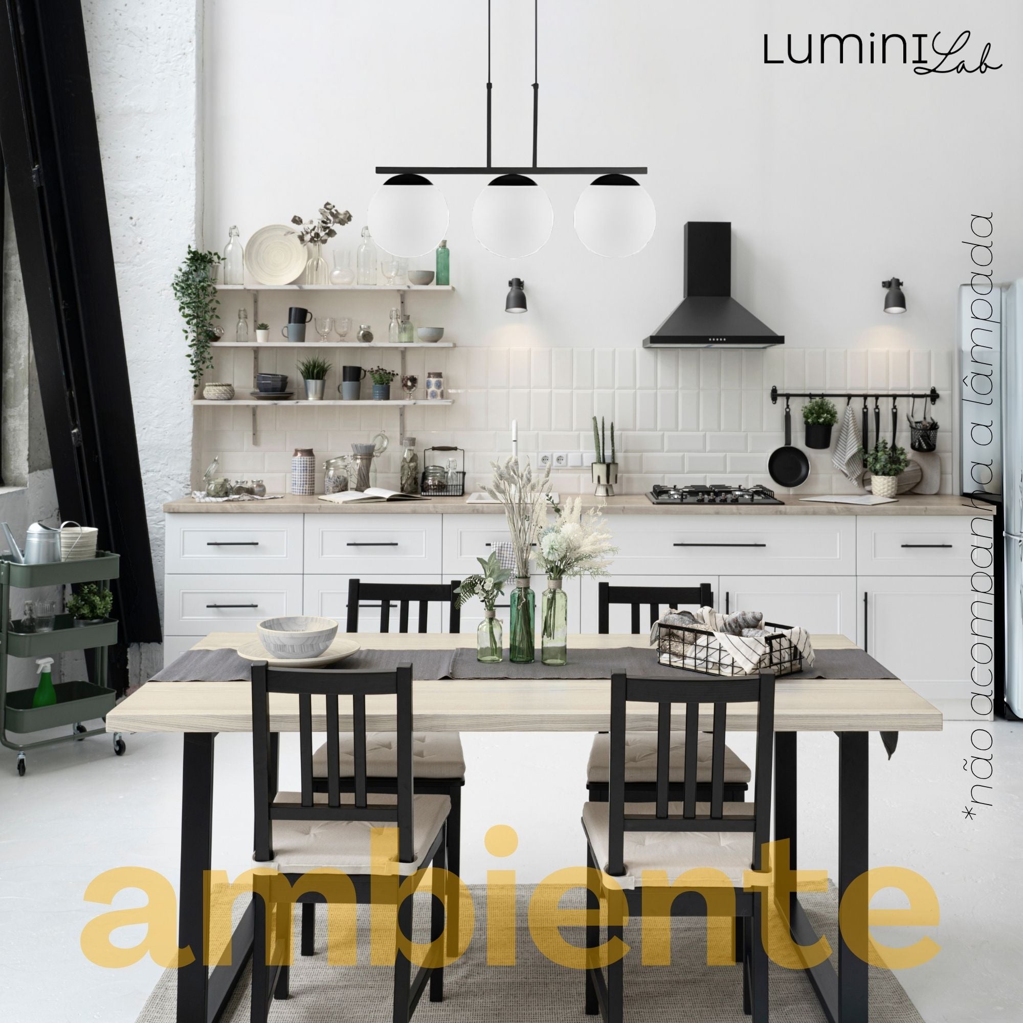 Pendente Hanover Aluminio D15 Teto E27 3 Luzes Lumini Lab