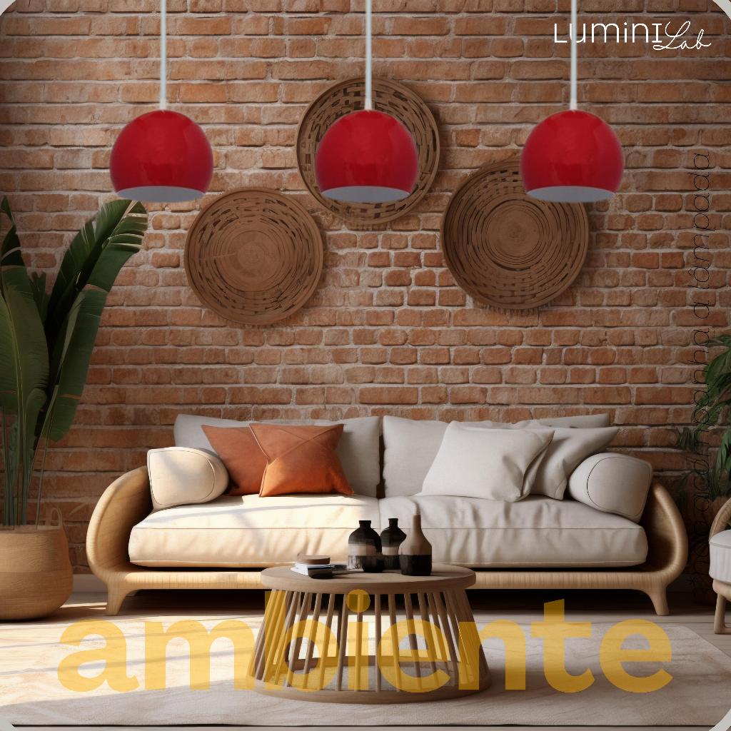 Kit 3x Pendente Coquinho Aluminio Teto E27 1 Luz Lumini Lab