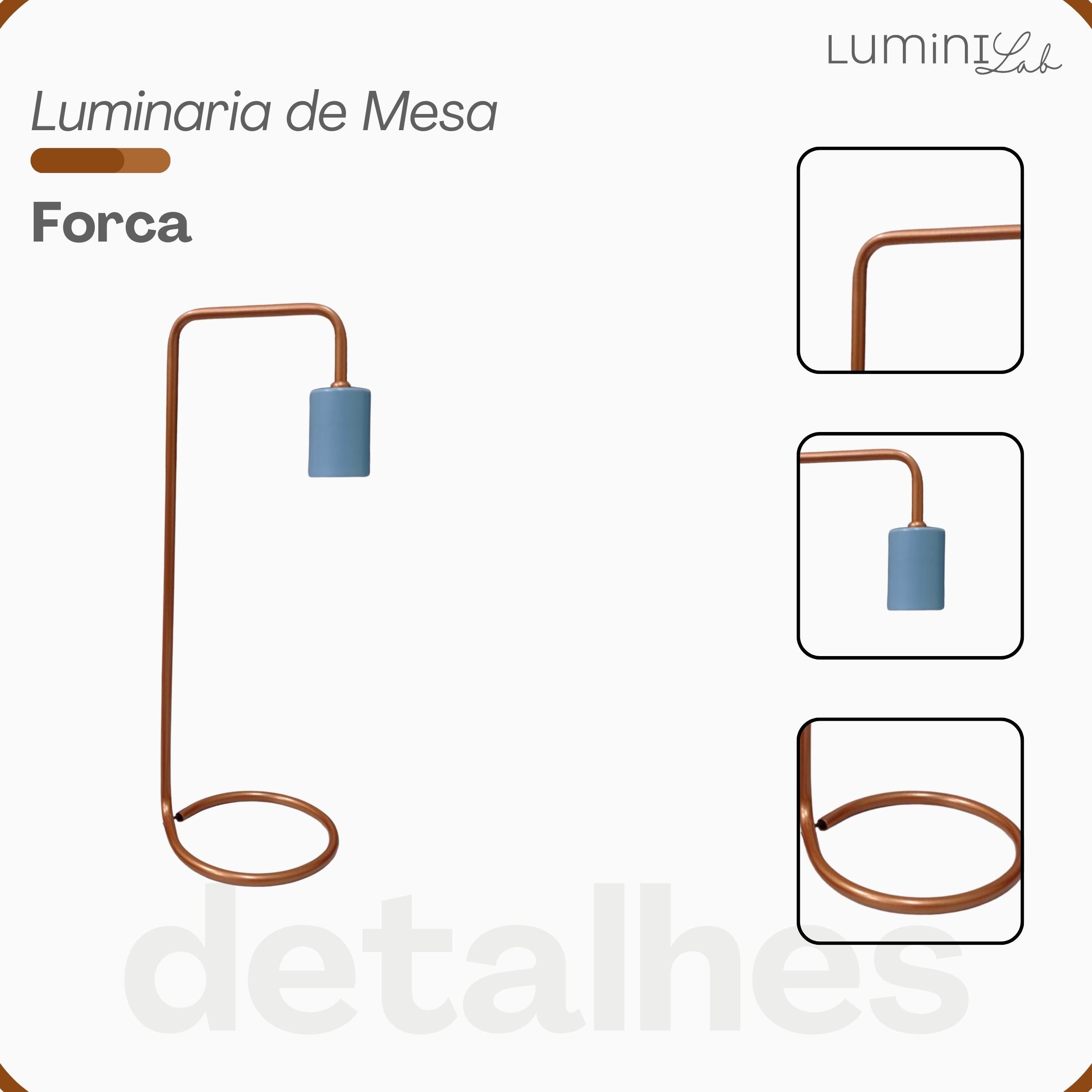 Luminaria de Mesa Forca Aluminio E27 1 Luz Fixa Lumini Lab