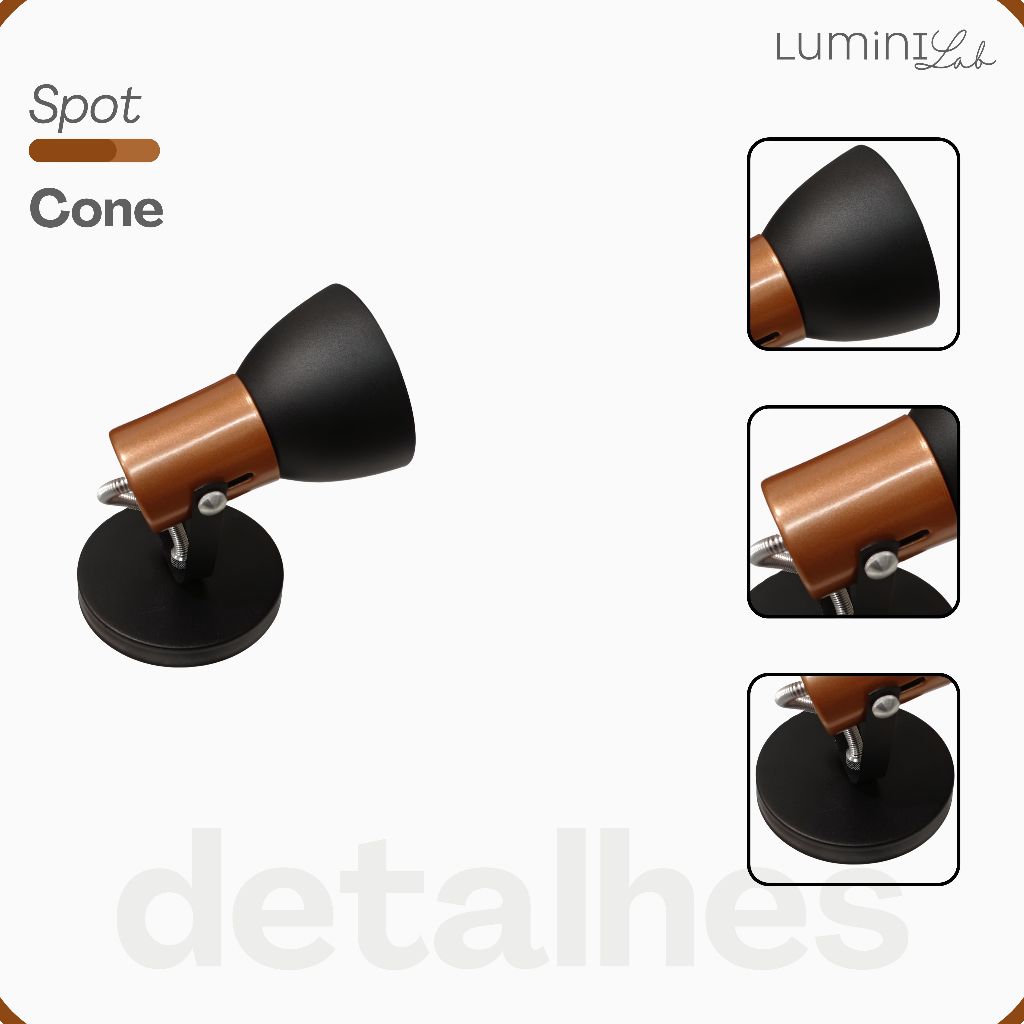 Spot Cone Alumínio1 Lâmpada E27 Lumini Lab