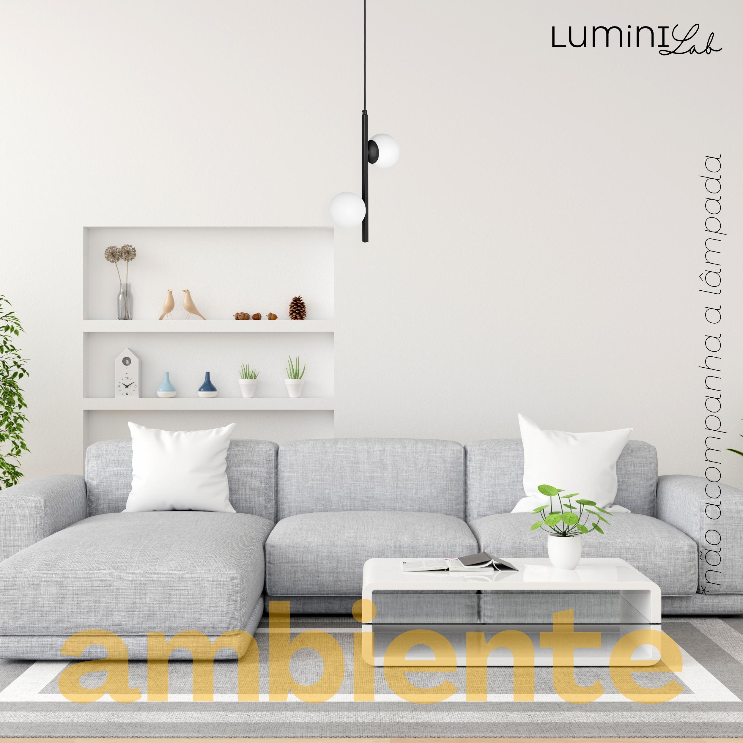 Pendente Bahrein Aluminio Teto Cabo 1 metro 2 Luzes G9 D12 Bivolt Lumini Lab