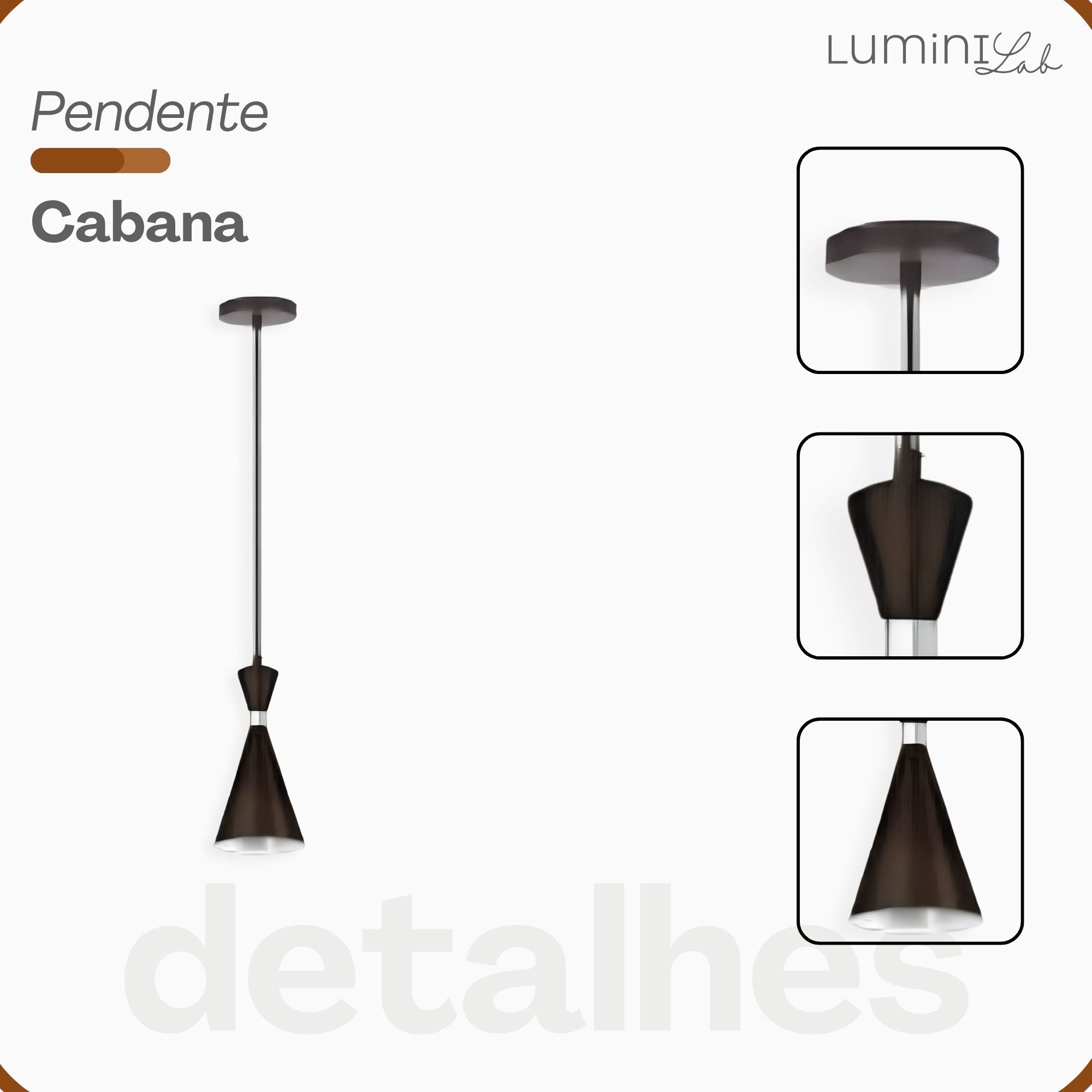 Pendente Cabana Aluminio Teto E27 1 Luz Lumini Lab