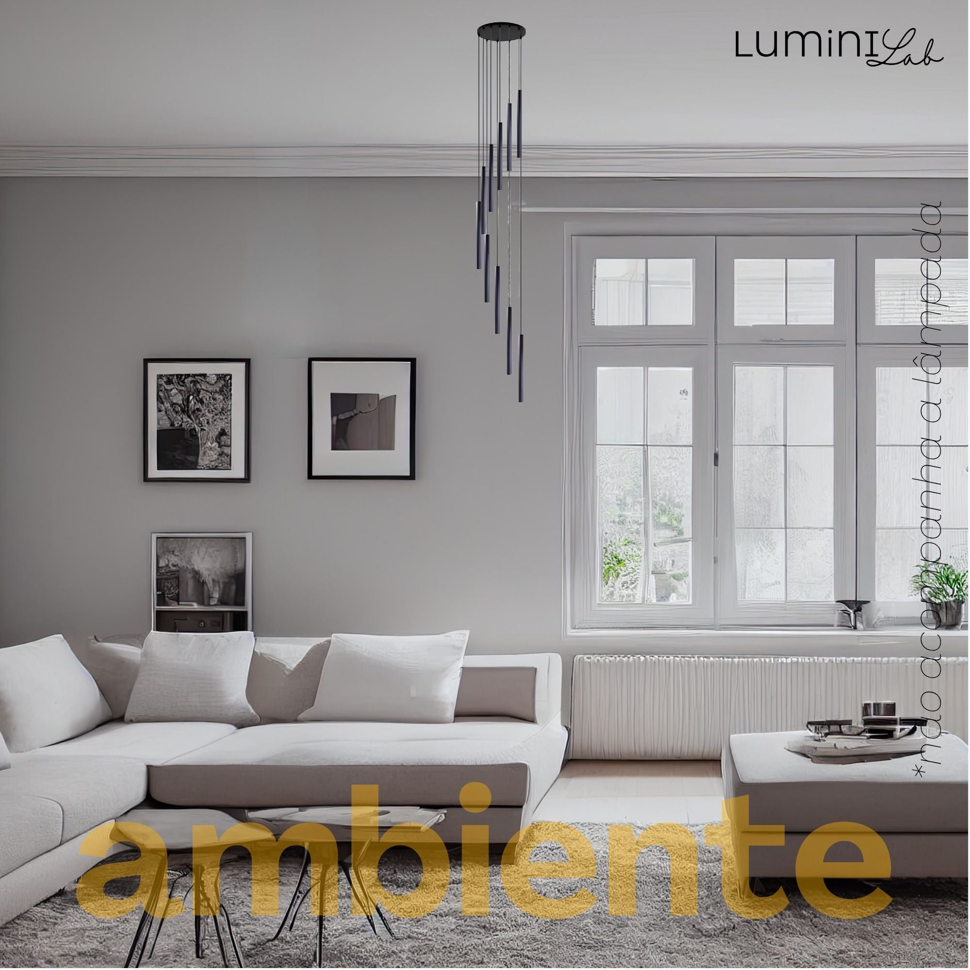 Pendente Arcana Aluminio Teto Cabo 1 metro 10 Luzes GU10 Bivolt Lumini Lab