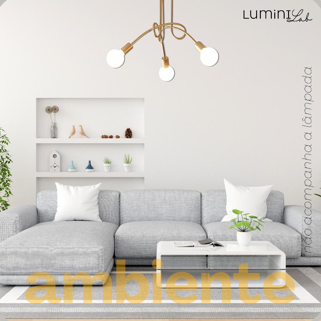 Plafon Laço Aluminio Teto E27 3 Luzes Lumini Lab