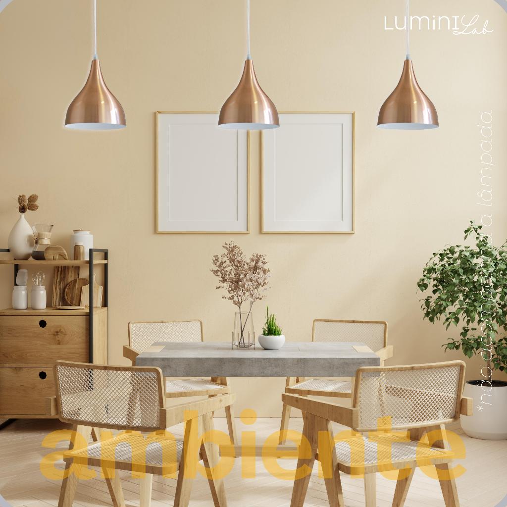 Kit 3x Pendente Cairo Aluminio Teto E27 1 Luz Lumini Lab