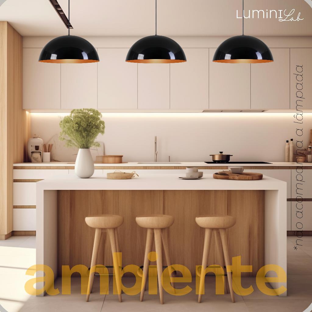 Pendente Meia Lua 48 cm Aluminio Teto E27 1 Luz Lumini Lab