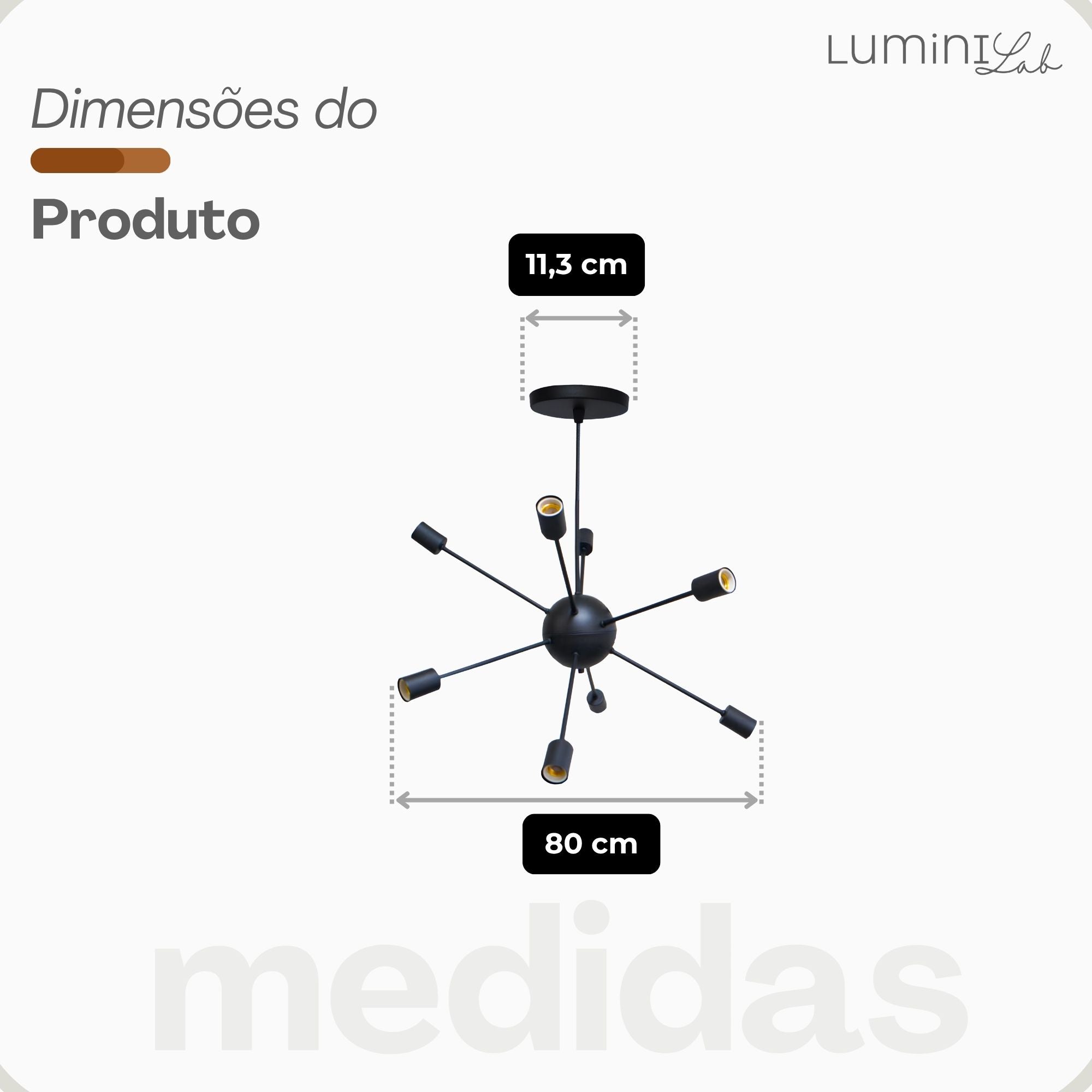 Pendente Sputnik Aluminio 8 Luzes E27 Lumini Lab